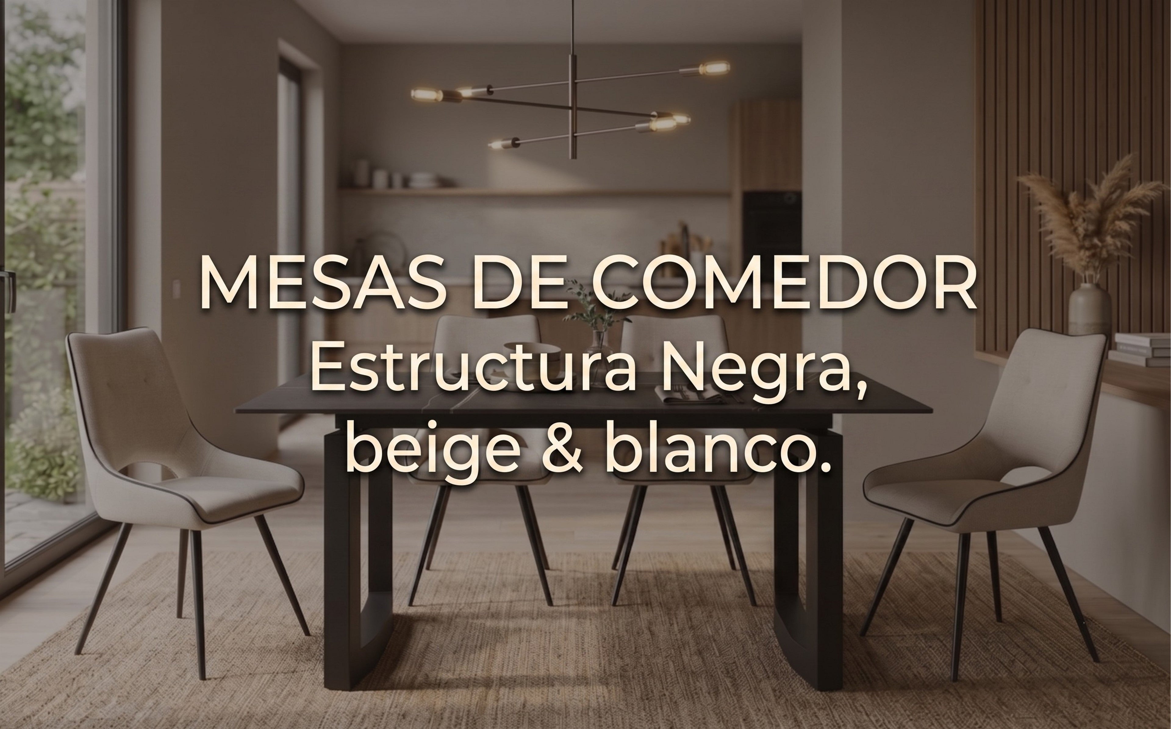 Mesas de Comedor | Estructura Negra - Beige & Blanco