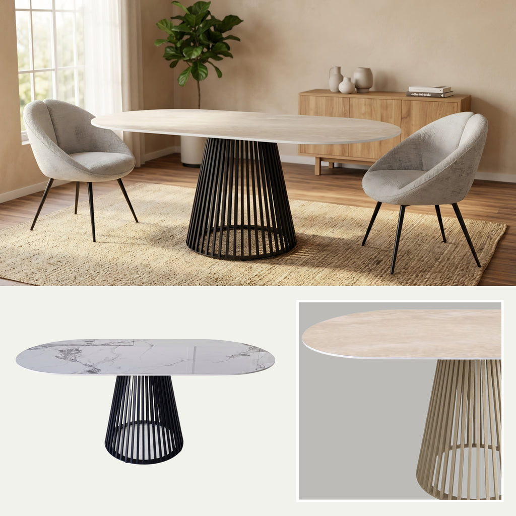Mesa de Comedor Adele | Estructura Negra - Beige