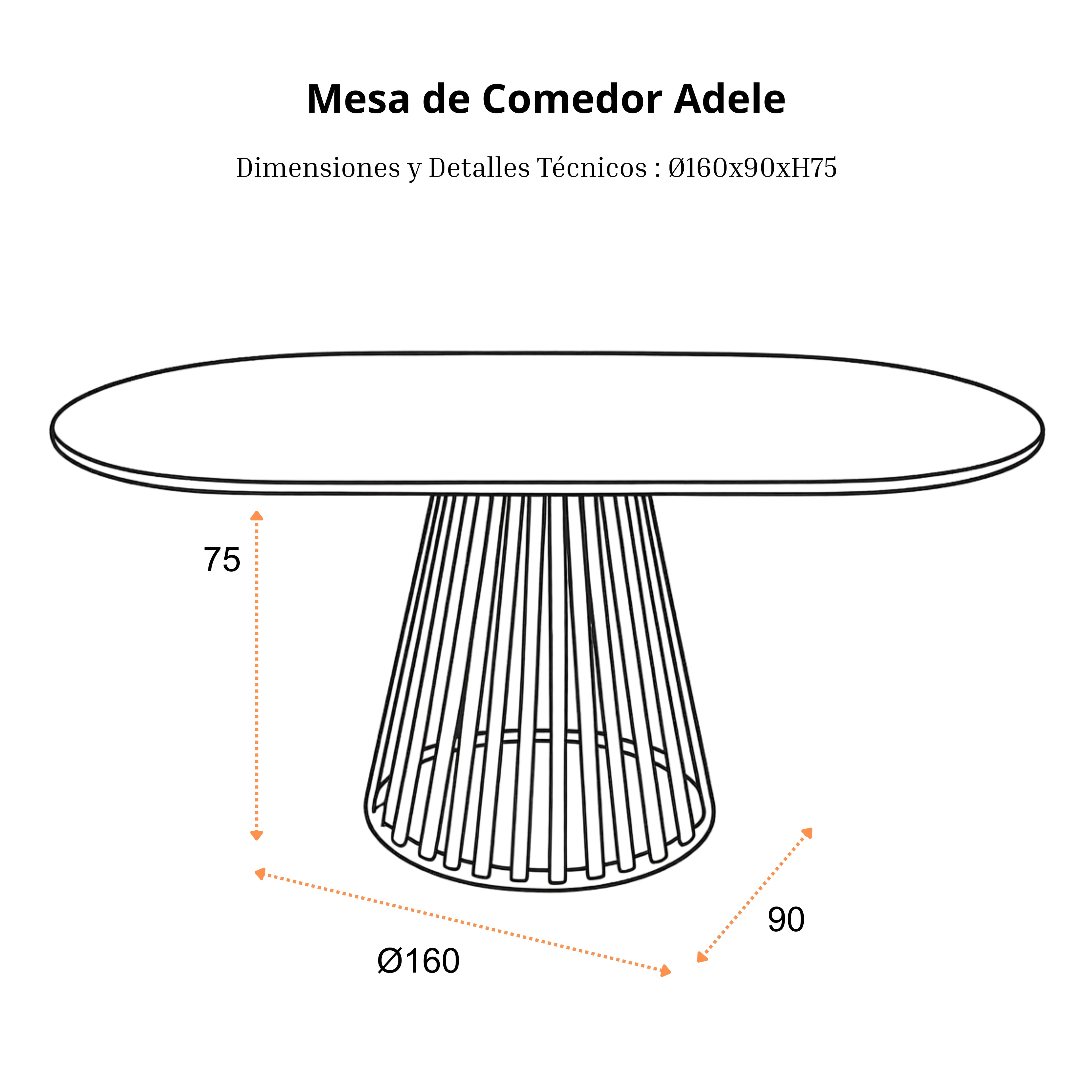 Mesa de Comedor Adele | Estructura Negra - Beige