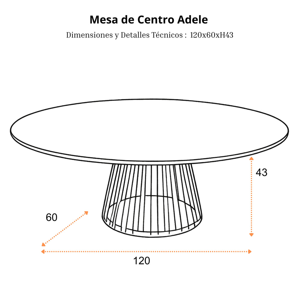 Mesa de Centro Adele | Estructura Negra - Beige