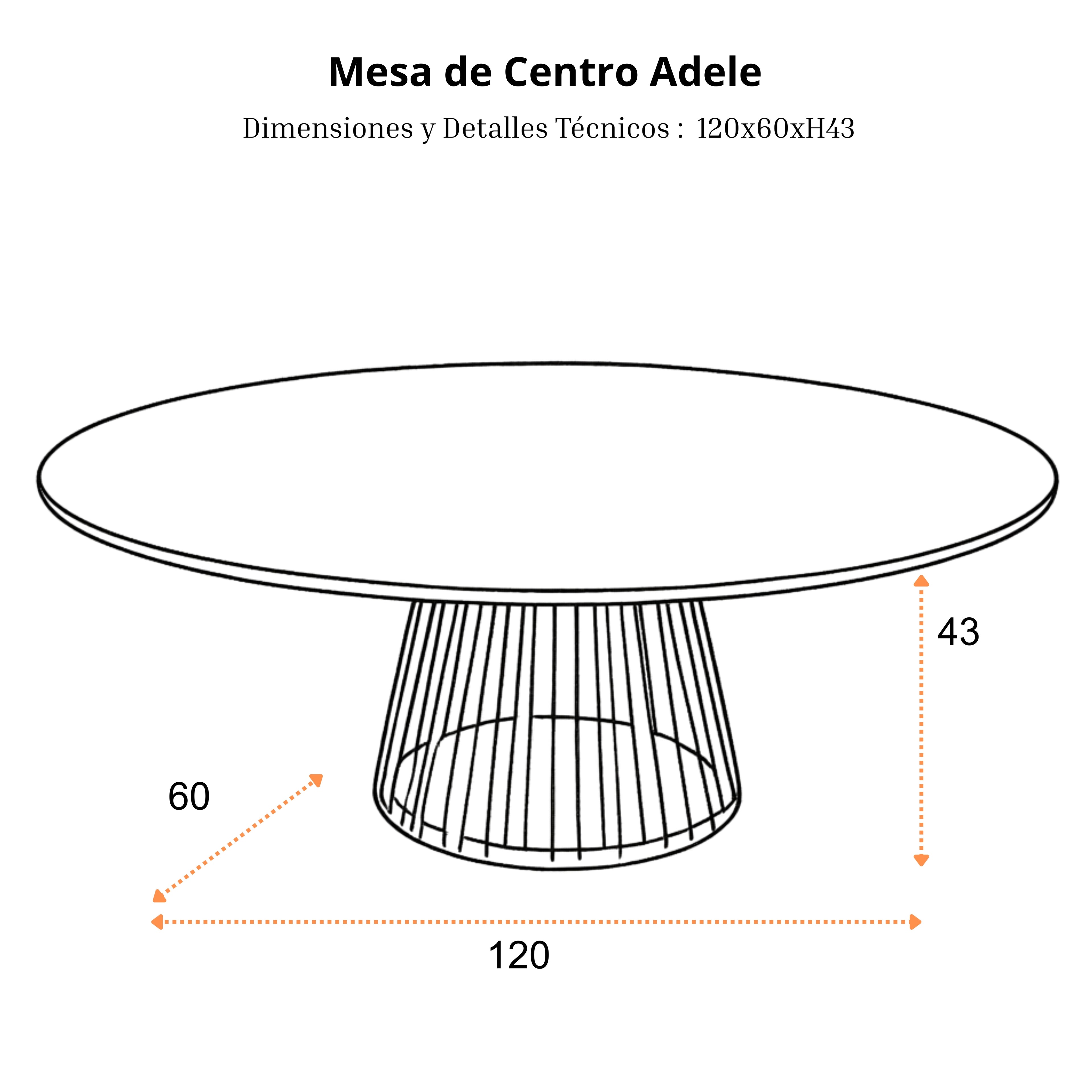 Mesa de Centro Adele | Estructura Negra - Beige
