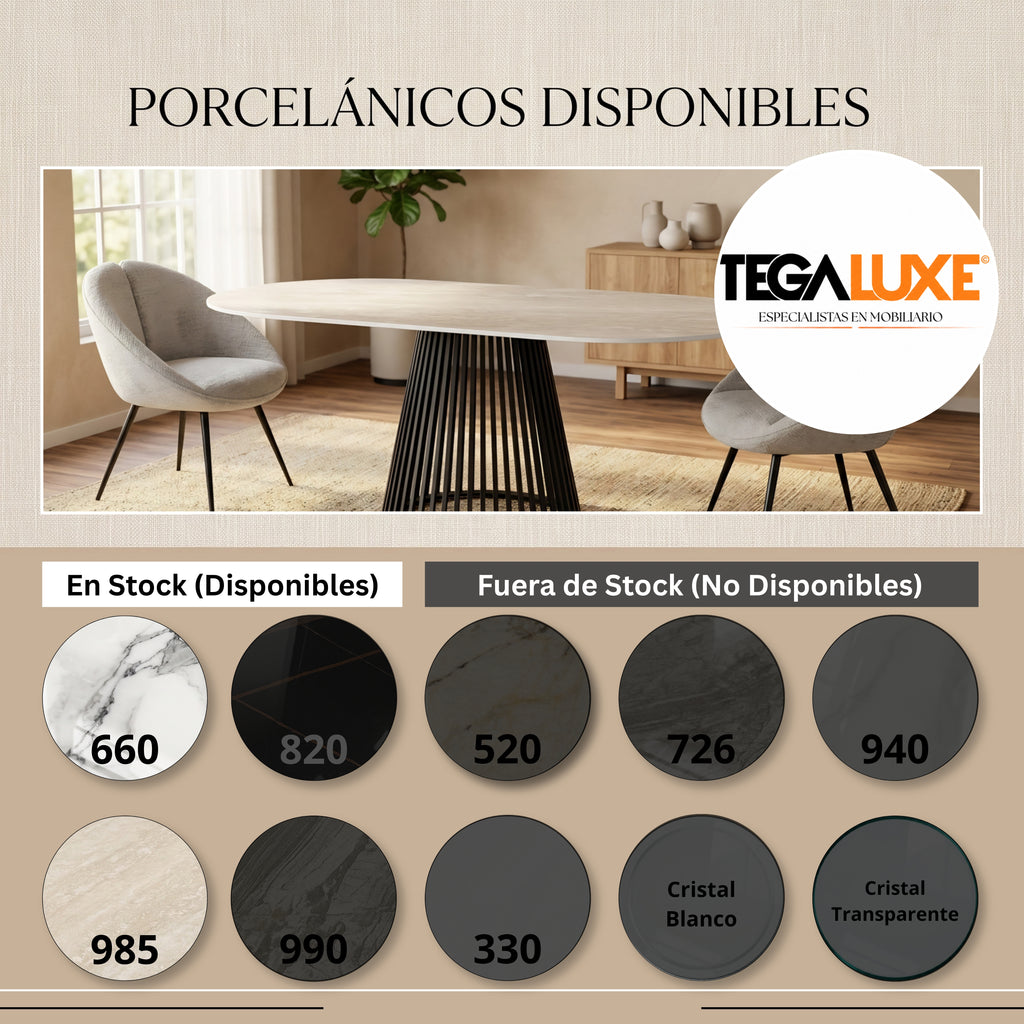 Mesa de Comedor Adele | Estructura Negra - Beige