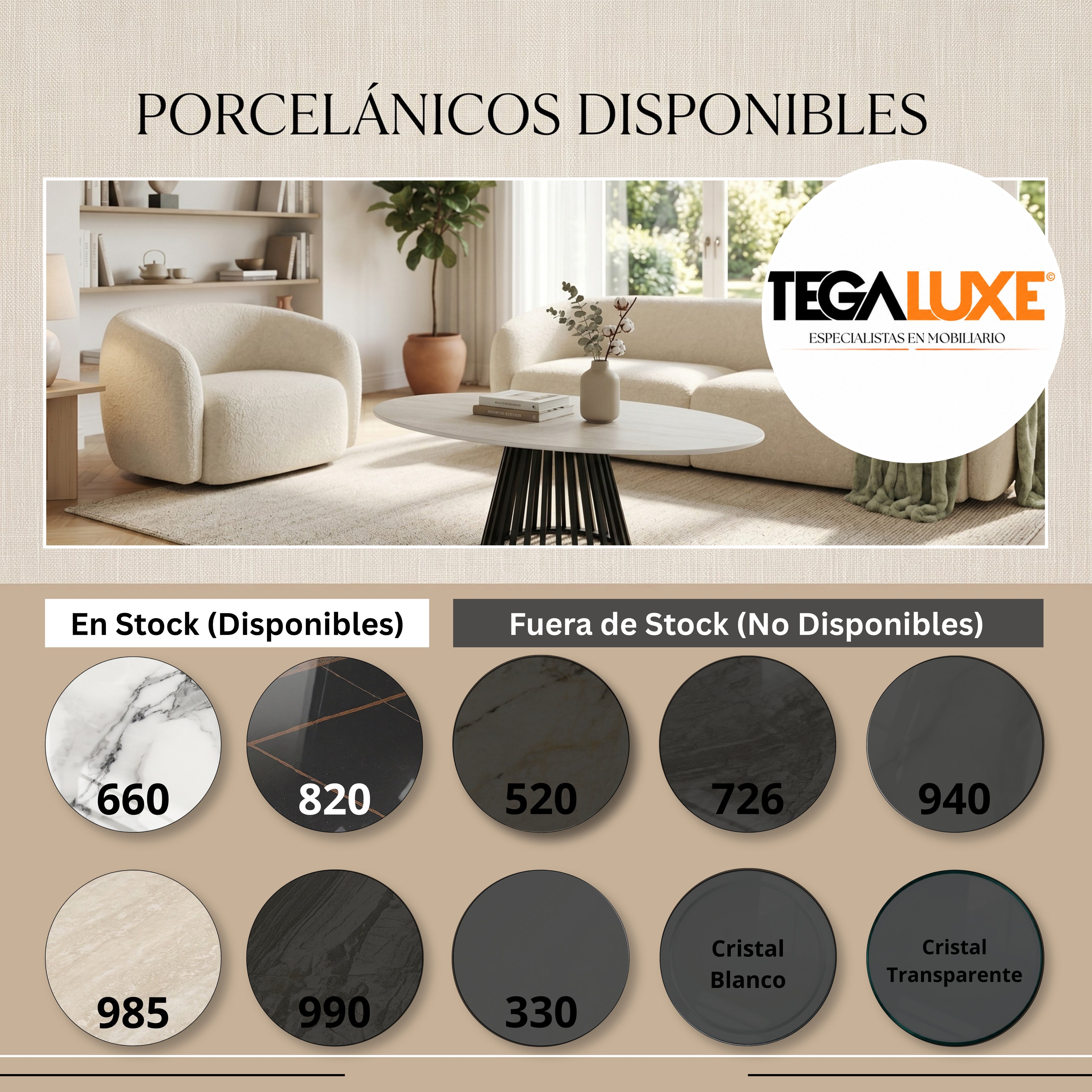 Mesa de Centro Adele | Estructura Negra - Beige