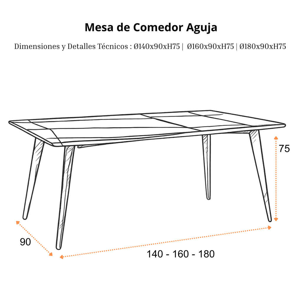 Mesa de Comedor Aguja | Estructura Negra