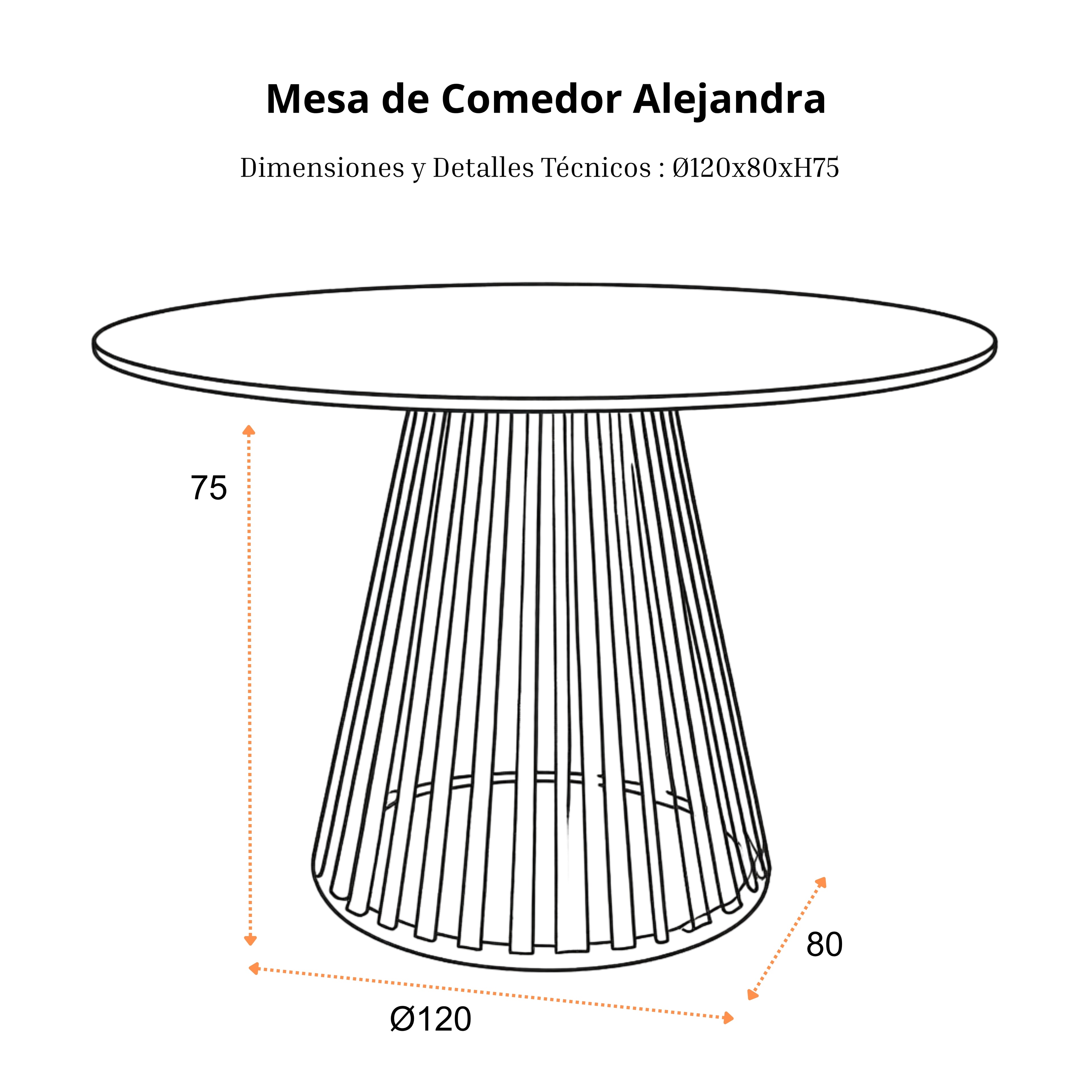 Mesa de Comedor Alejandra | Estructura Beige