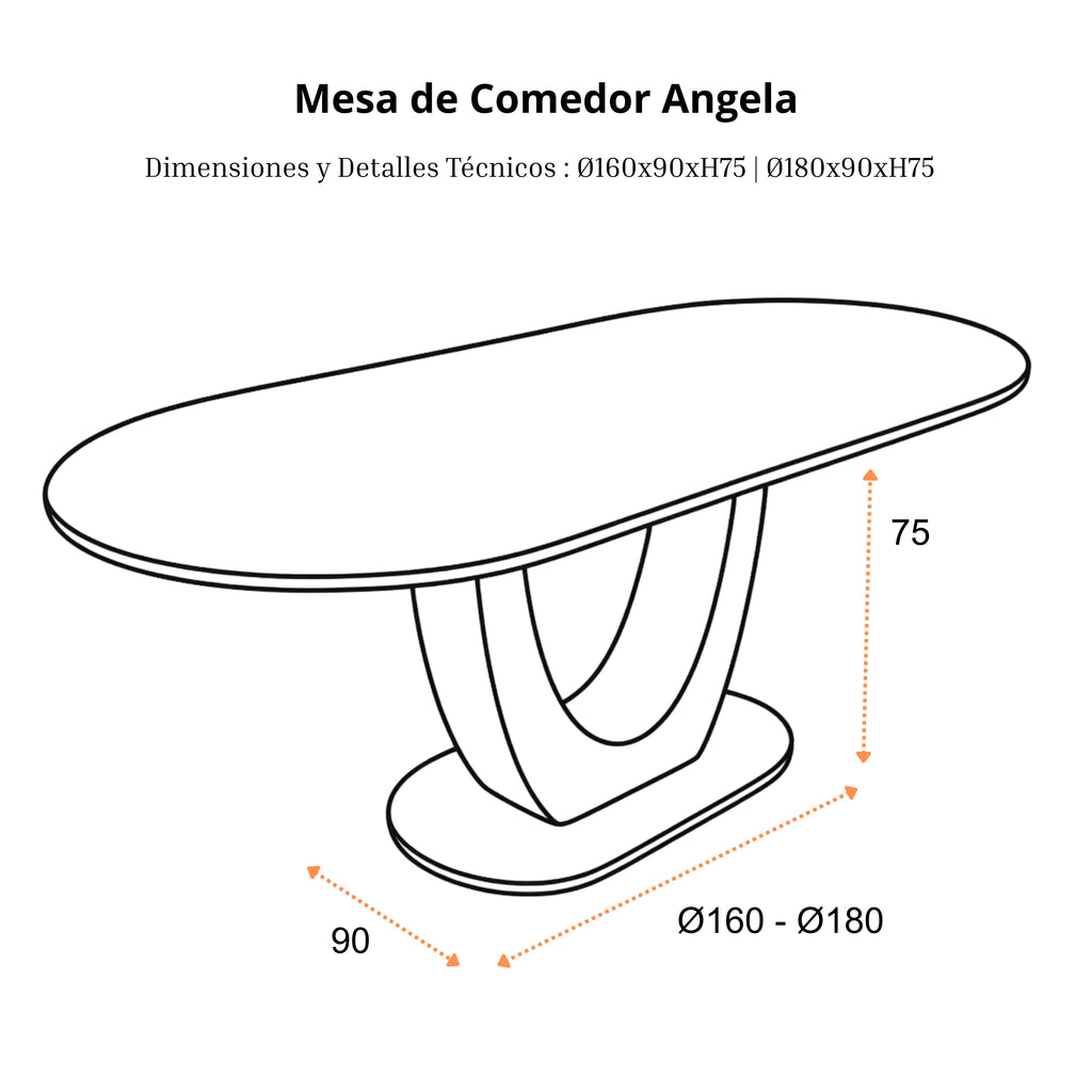 Mesa de Comedor Angela | Estructura Negra - Beige