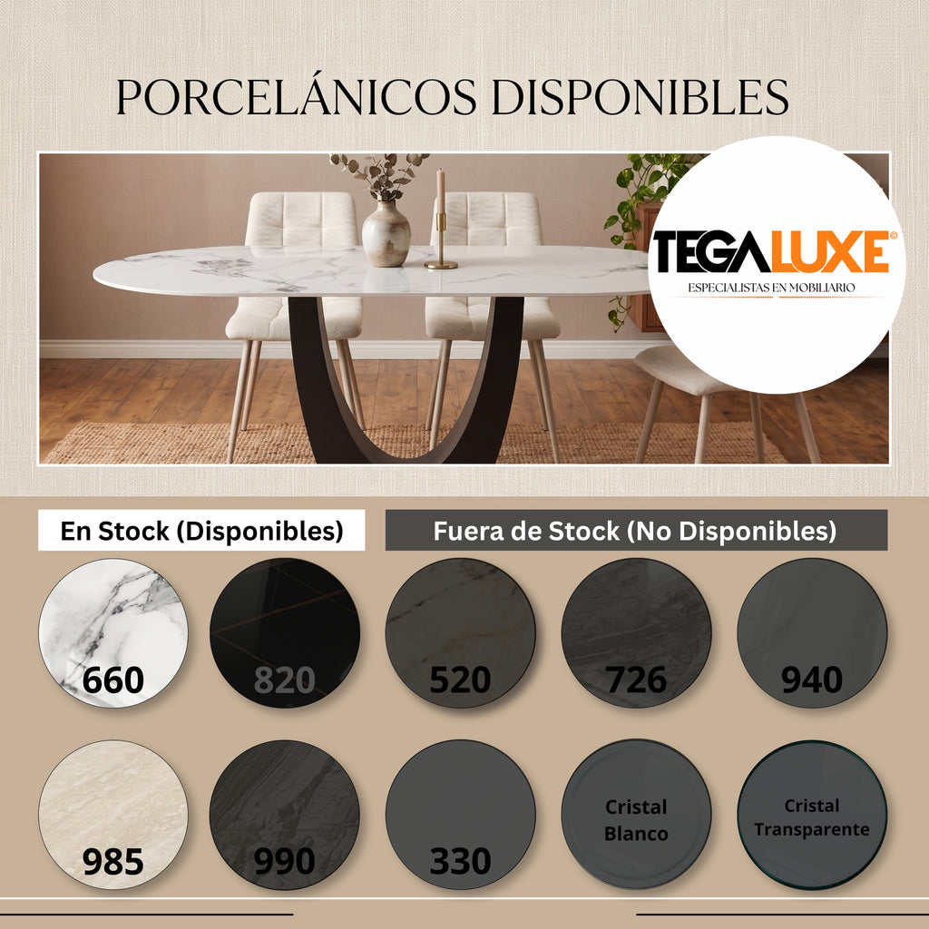 Mesa de Comedor Angela | Estructura Negra - Beige