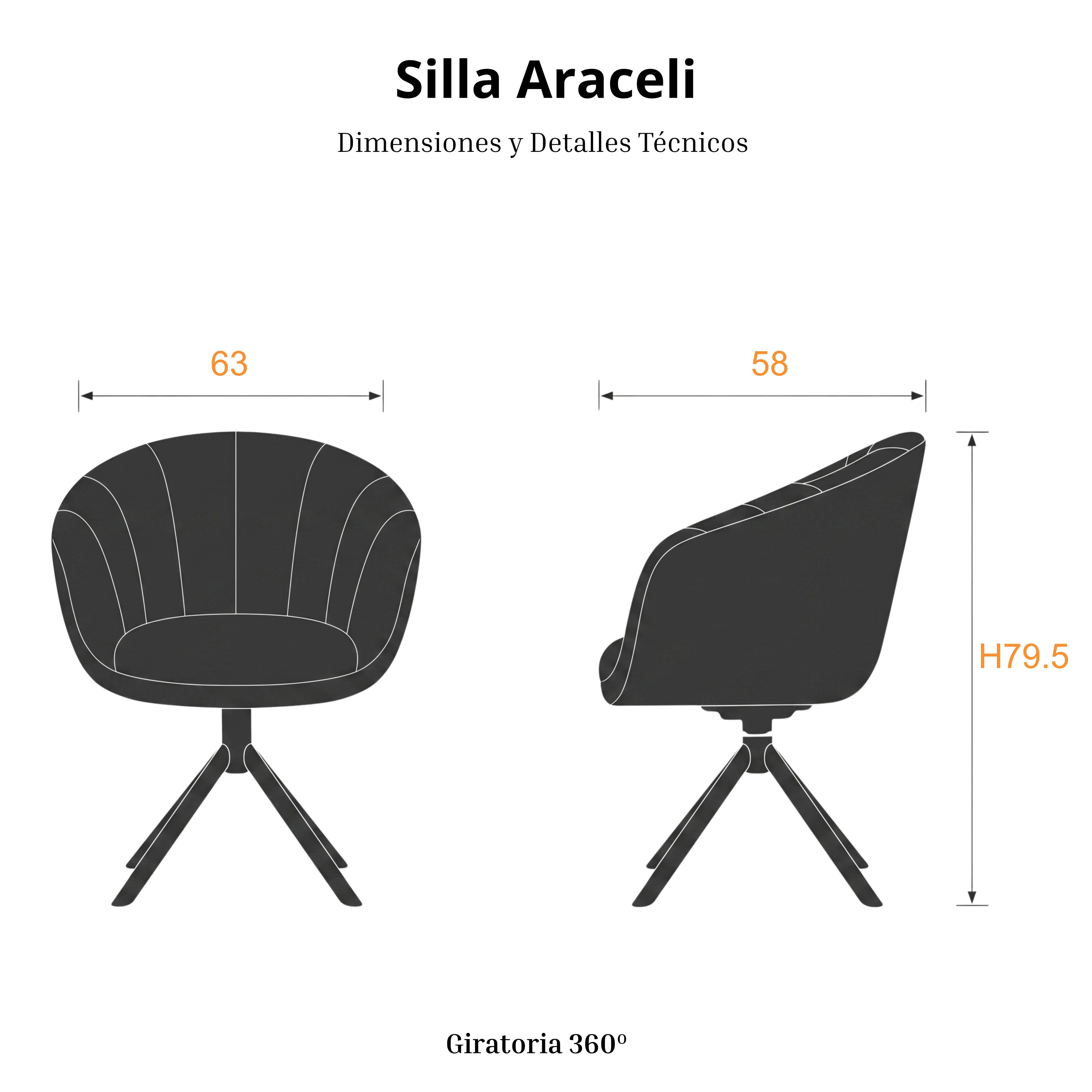 Silla Araceli Giratoria 360º | Estructura Negra