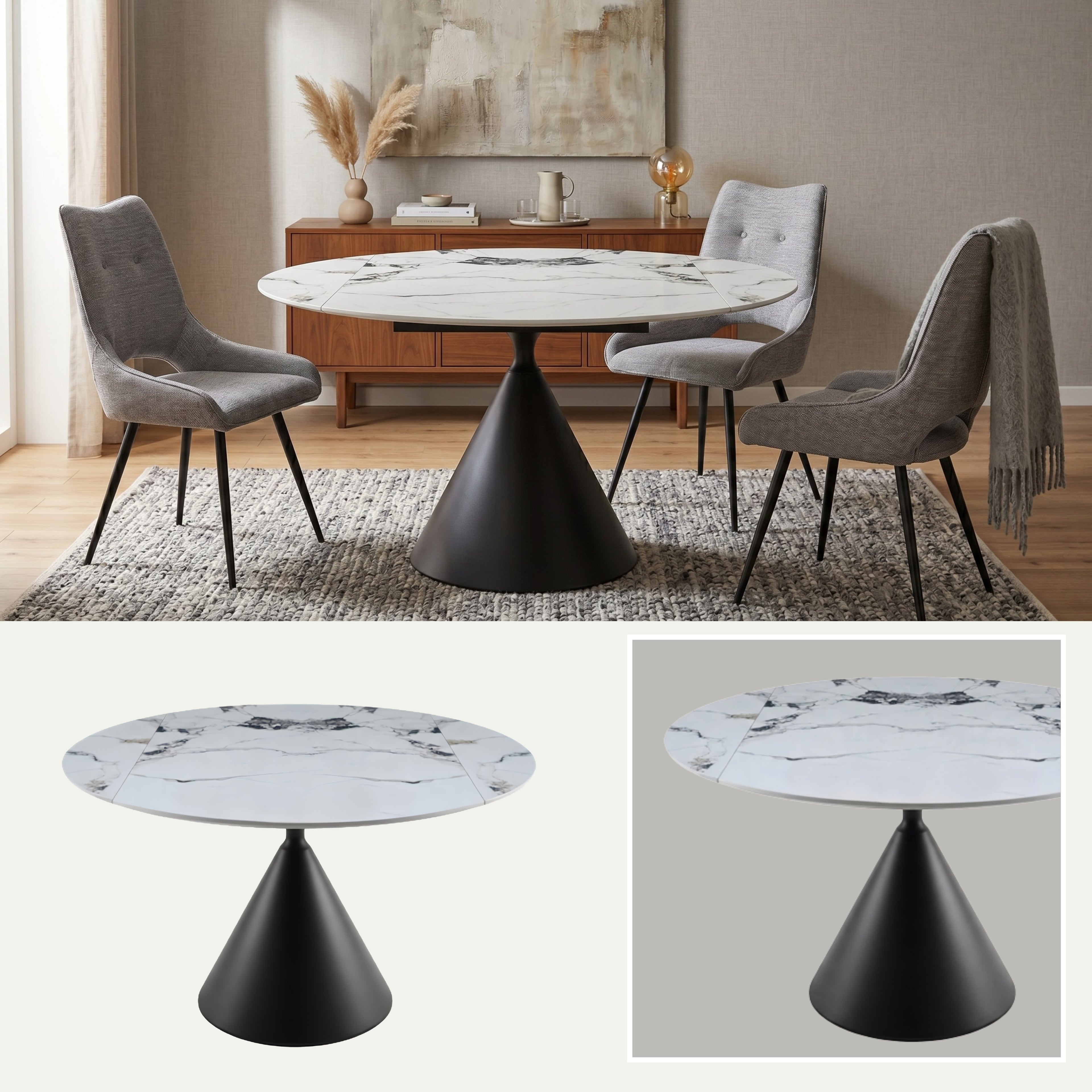 Mesa de Comedor Extensible Aurora | Estructura Negra