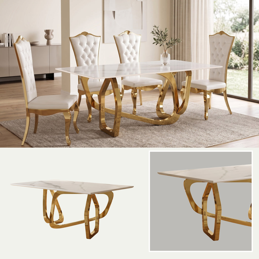 Mesa de Comedor Balinesa | Estructura Acero Oro