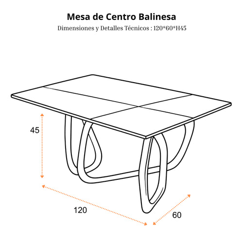 Mesa de Centro Balinesa | Estructura Acero Cromo