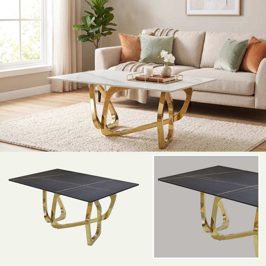 Mesa de Centro Balinesa | Estructura Acero Oro