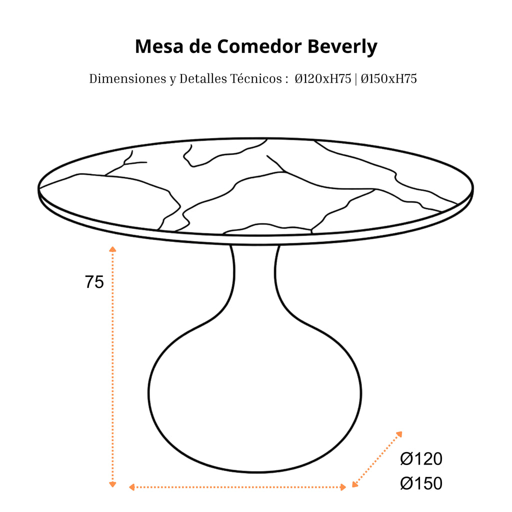 Mesa de Comedor Beverly | Estructura Negra