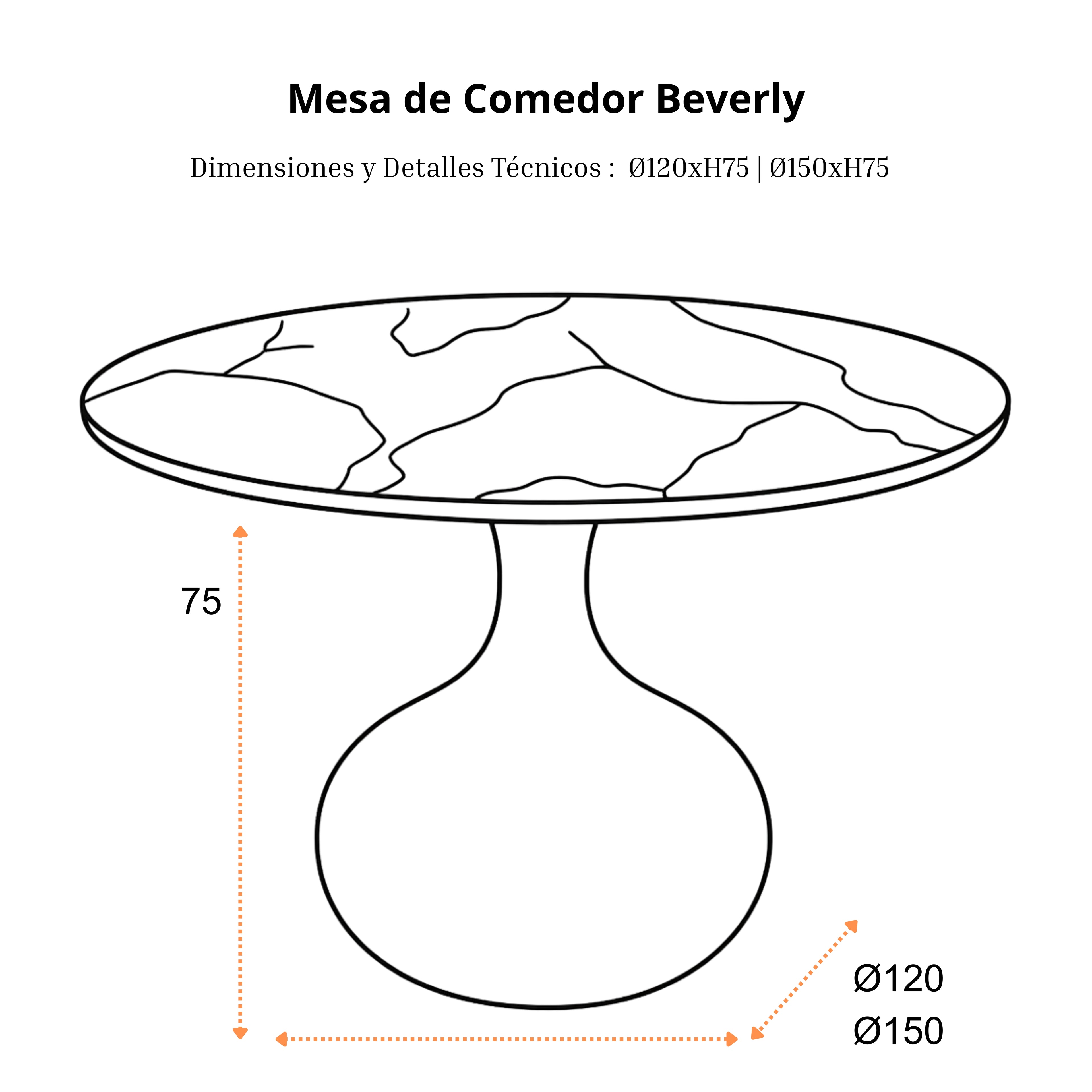 Mesa de Comedor Beverly | Estructura Negra