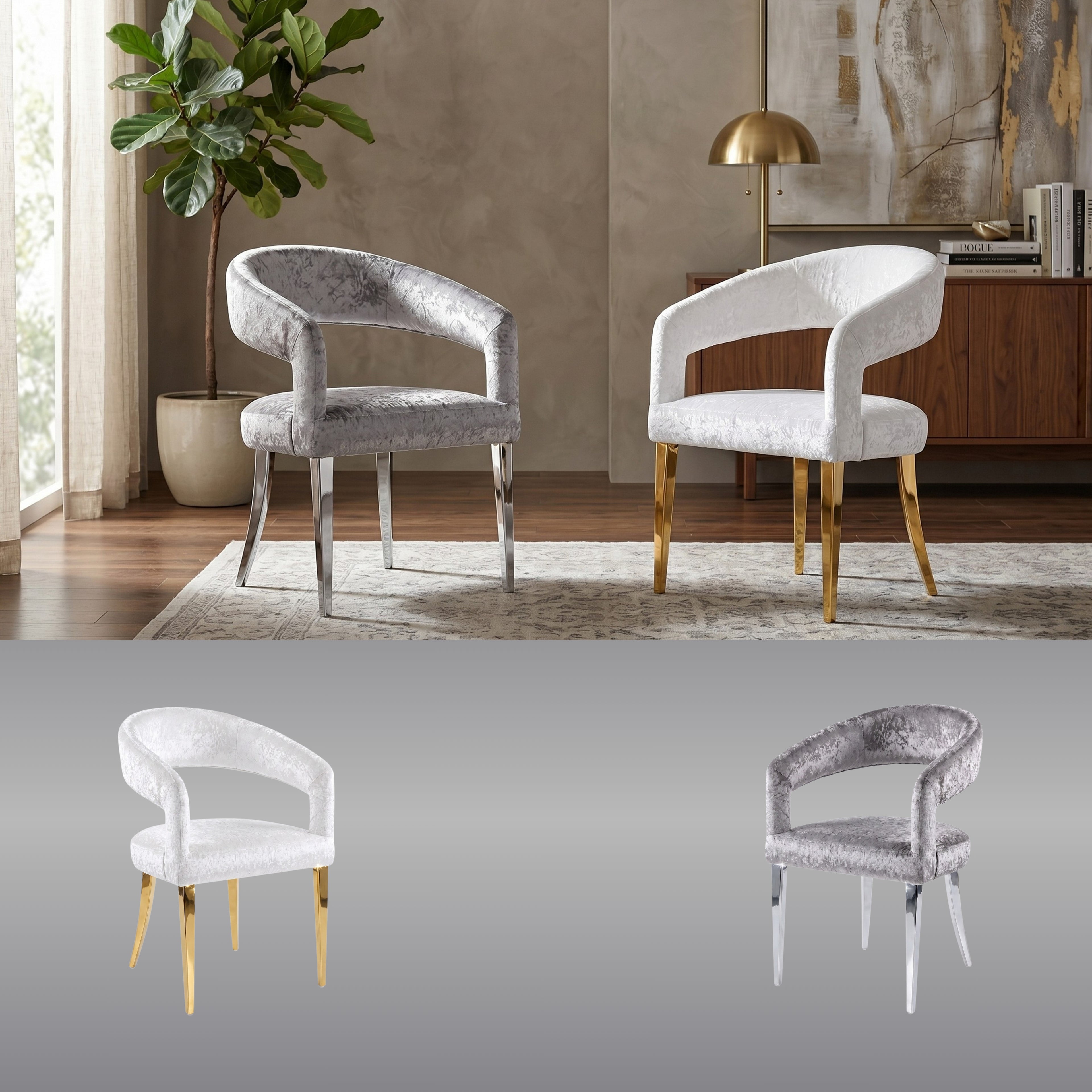 Silla Bianca | Estructura Acero Oro - Cromo