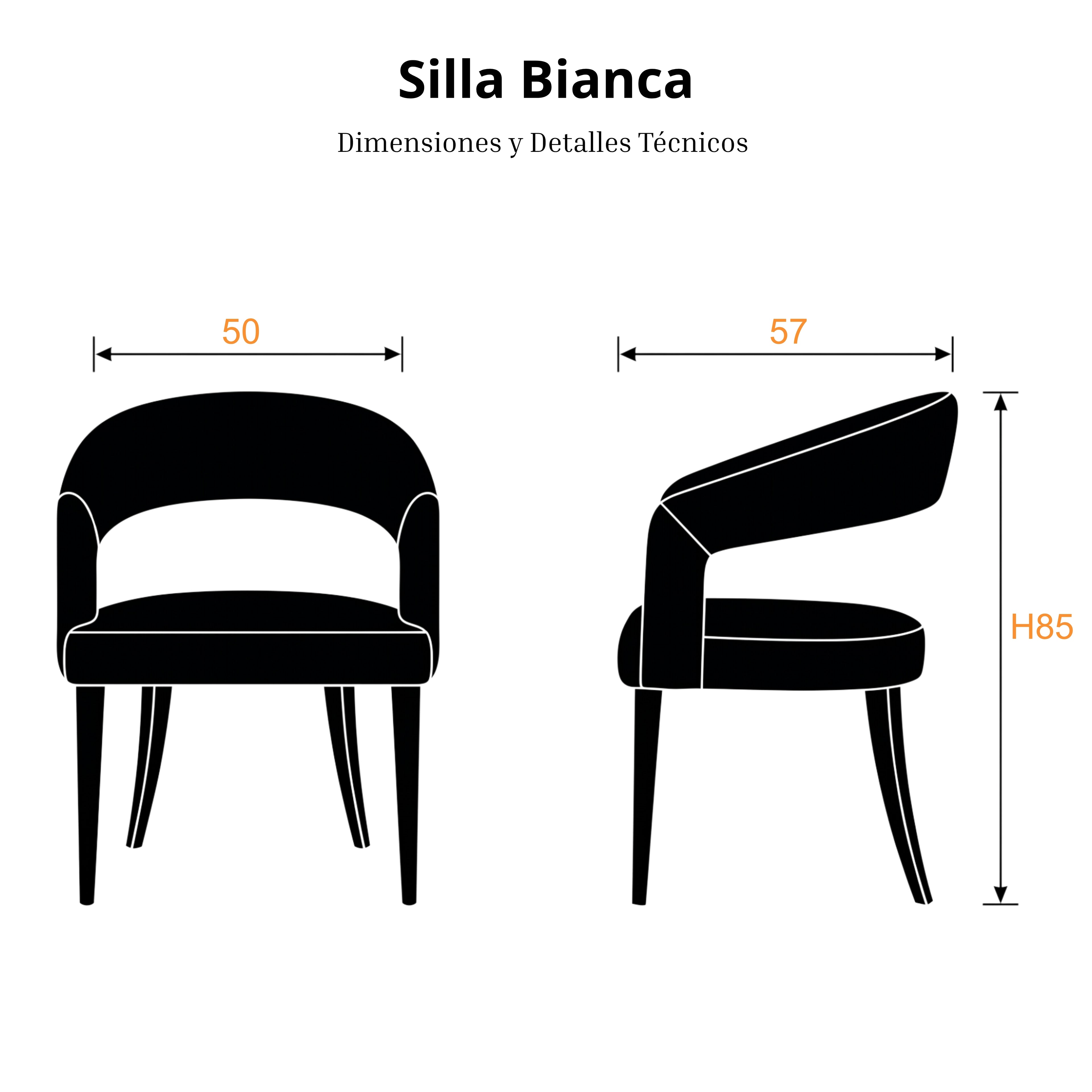 Silla Bianca | Estructura Acero Oro - Cromo