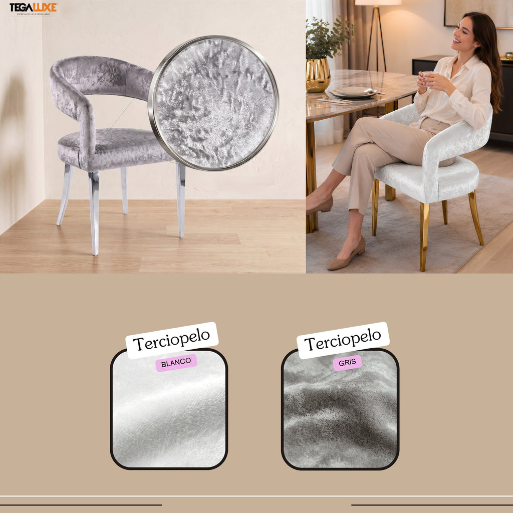 Silla Bianca | Estructura Acero Oro - Cromo