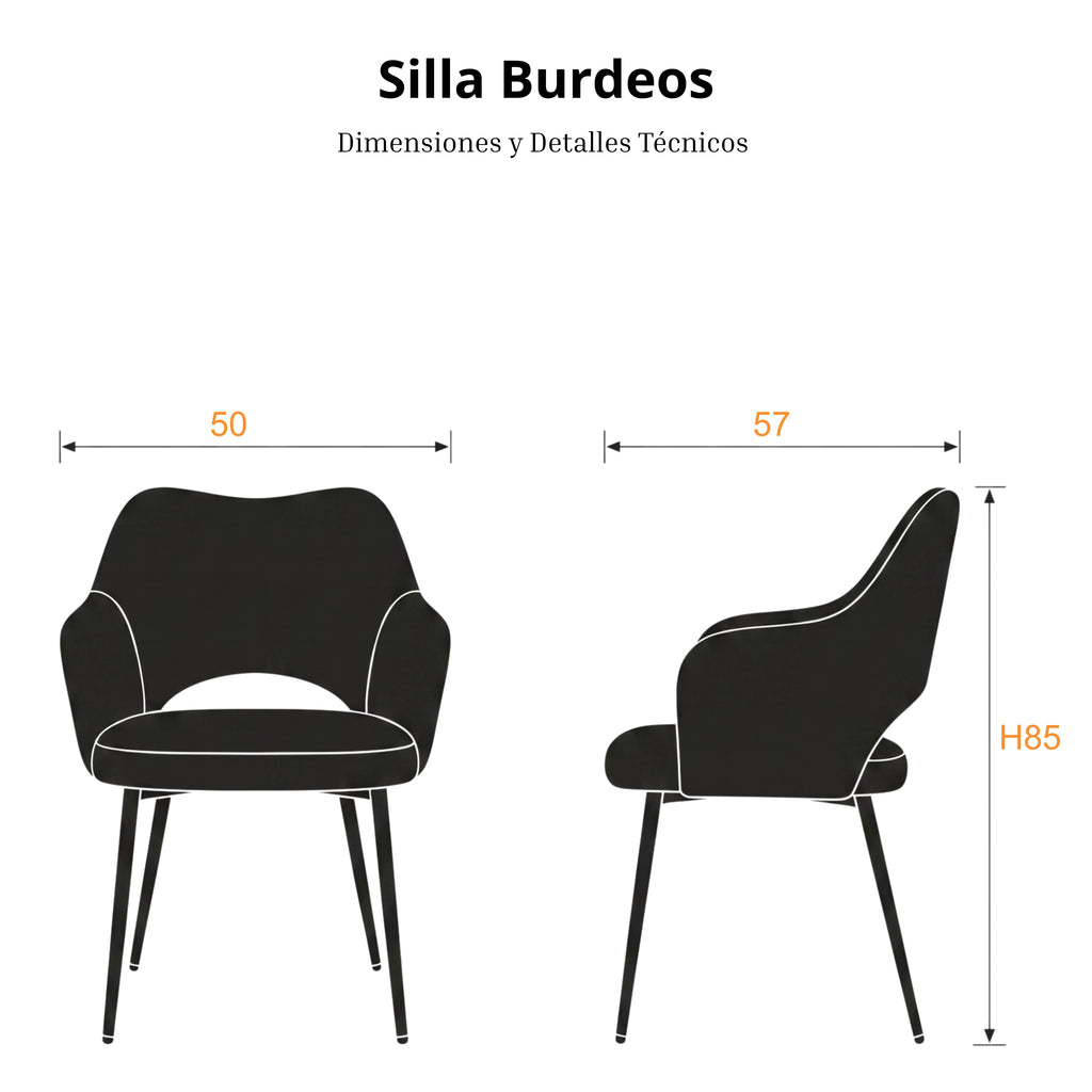 Silla Burdeos | Estructura Acero Oro