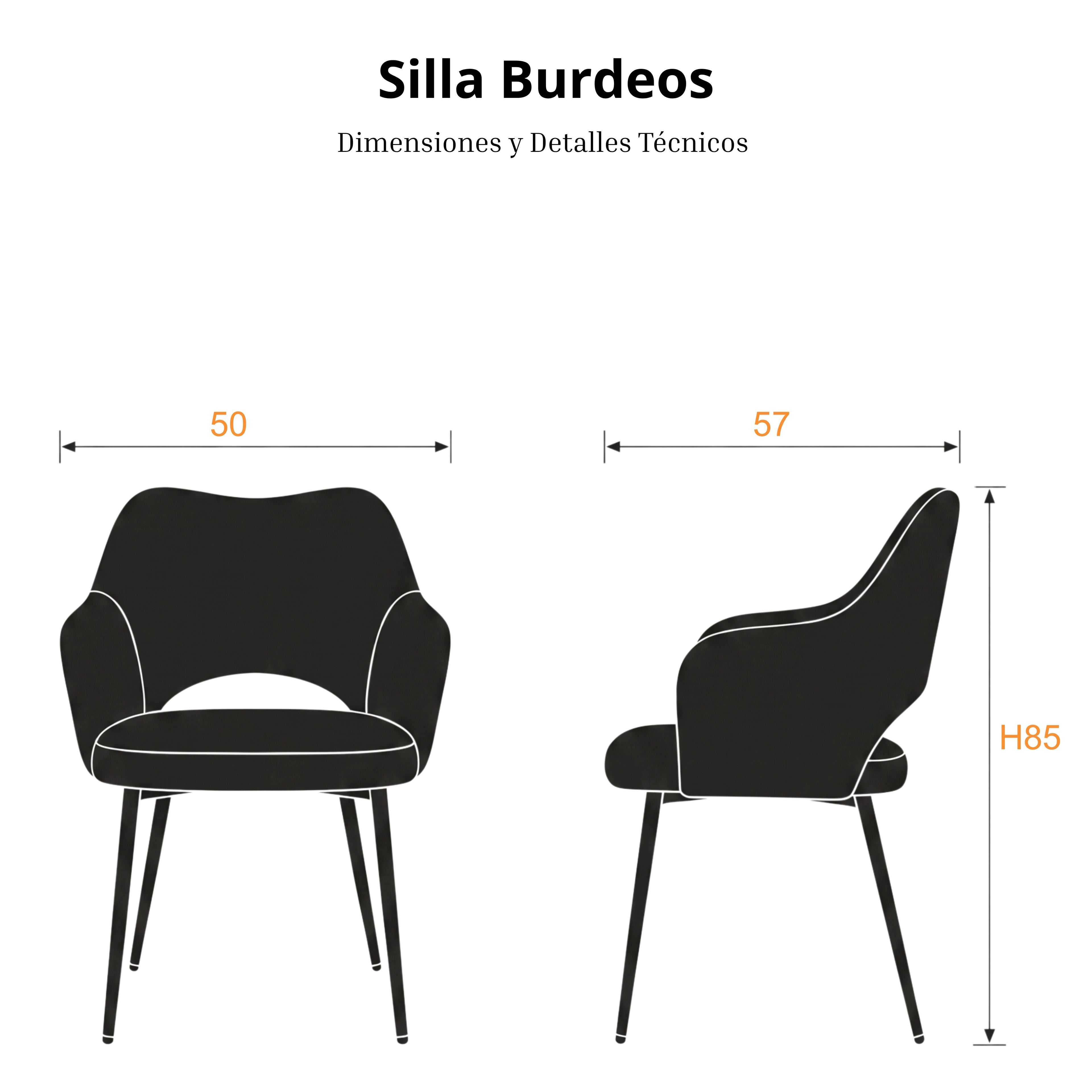 Silla Burdeos | Estructura Acero Oro