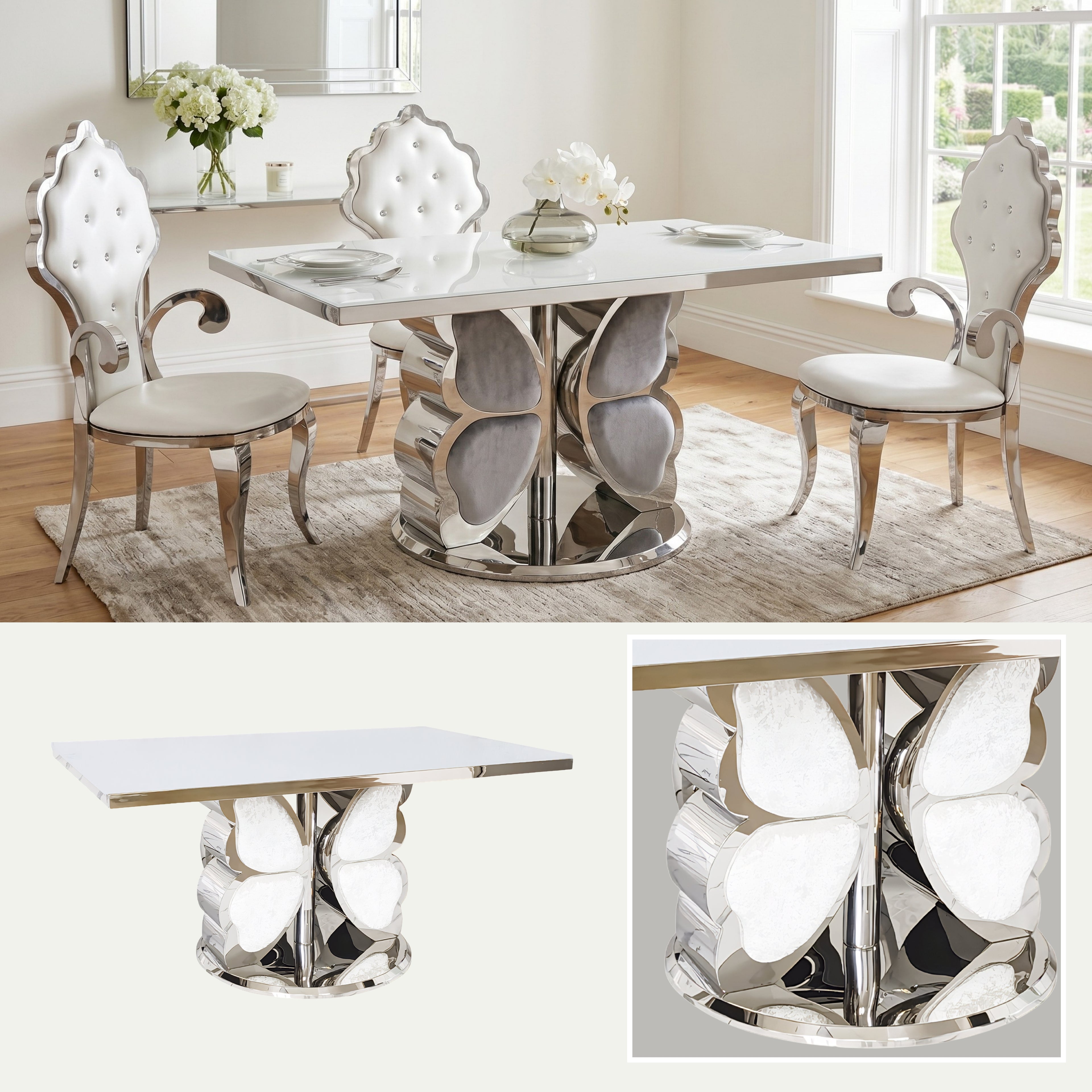 Mesa de Comedor Butterfly | Estructura Acero Cromo