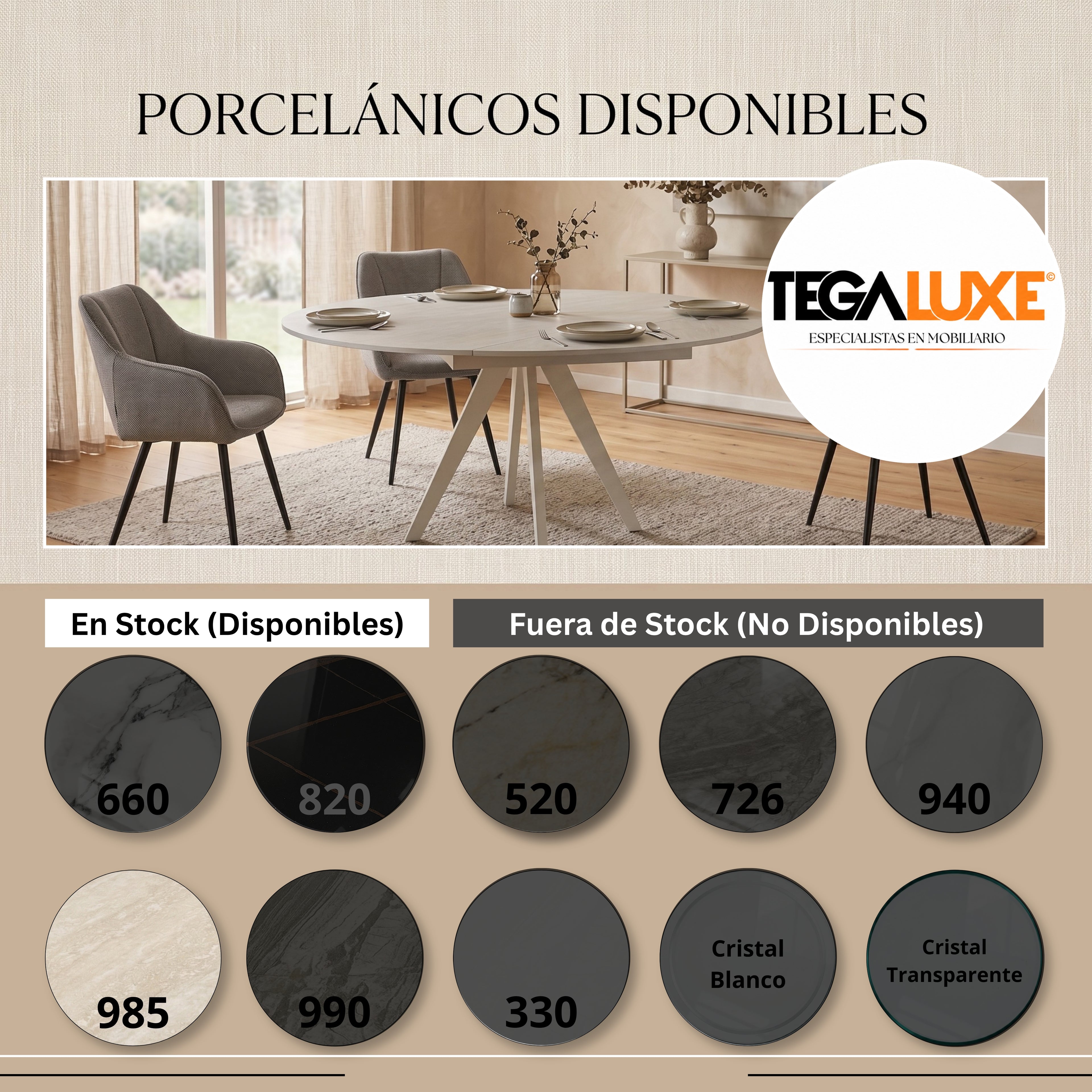 Mesa de Comedor Extensible Caliza | Estructura Beige