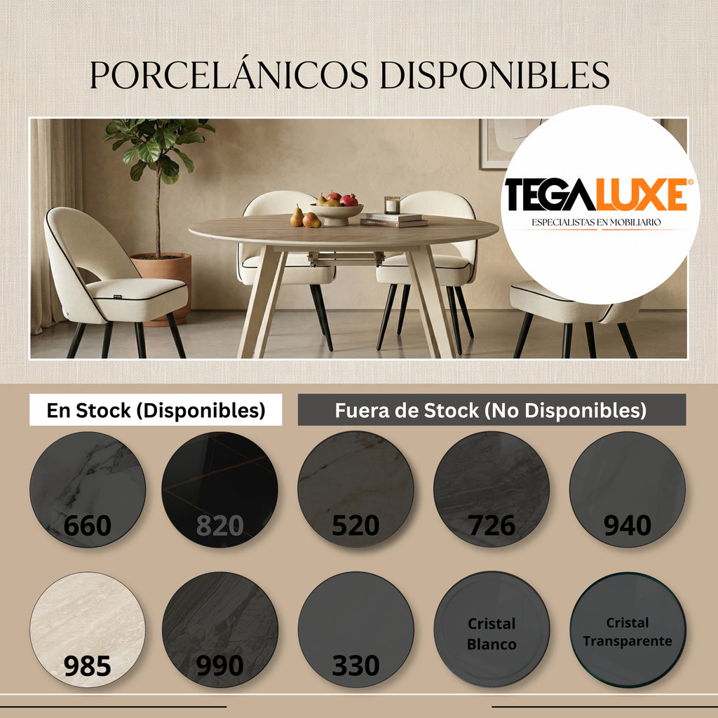 Mesa de Comedor Extensible Capri | Estructura Negra
