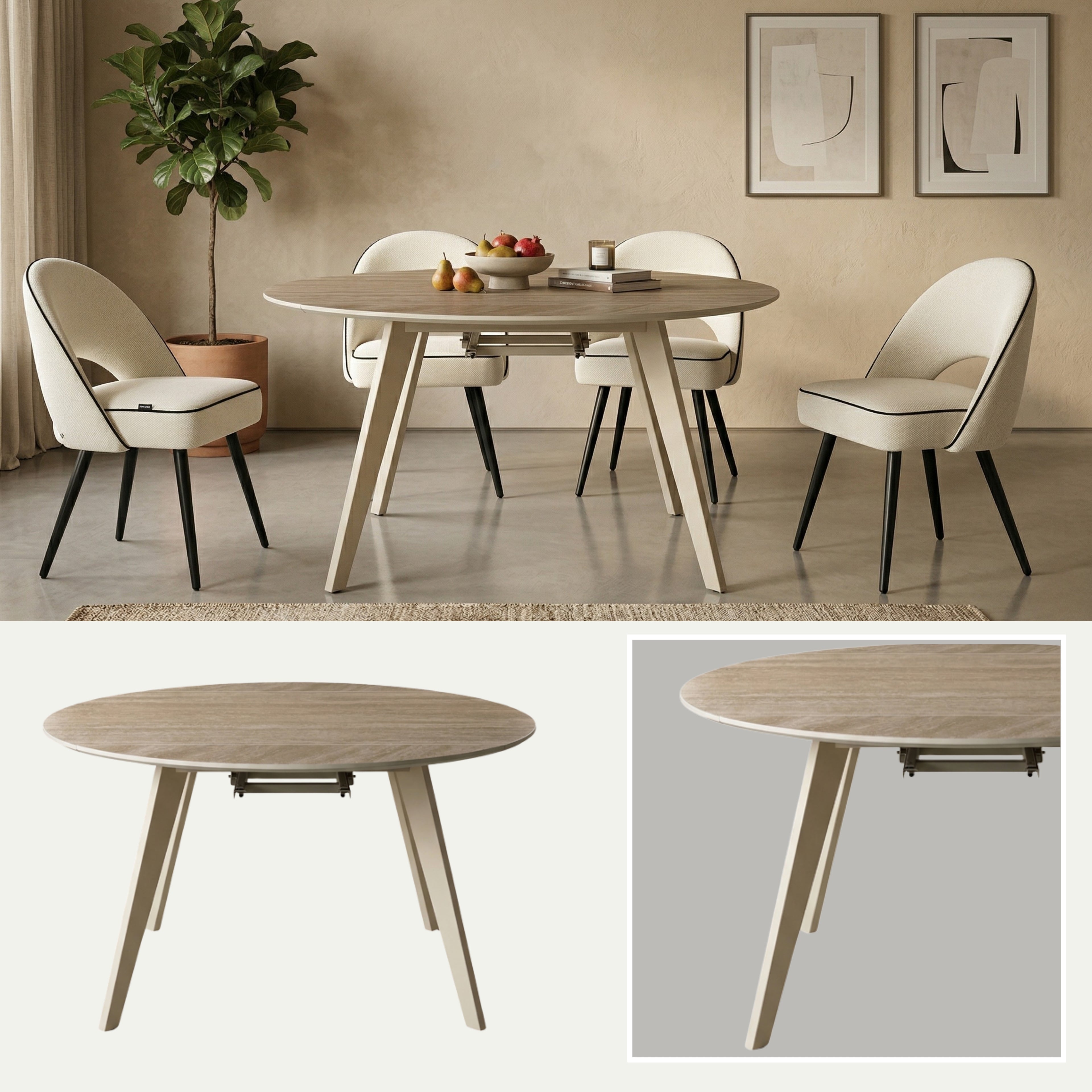 Mesa de Comedor Extensible Capri | Estructura Negra