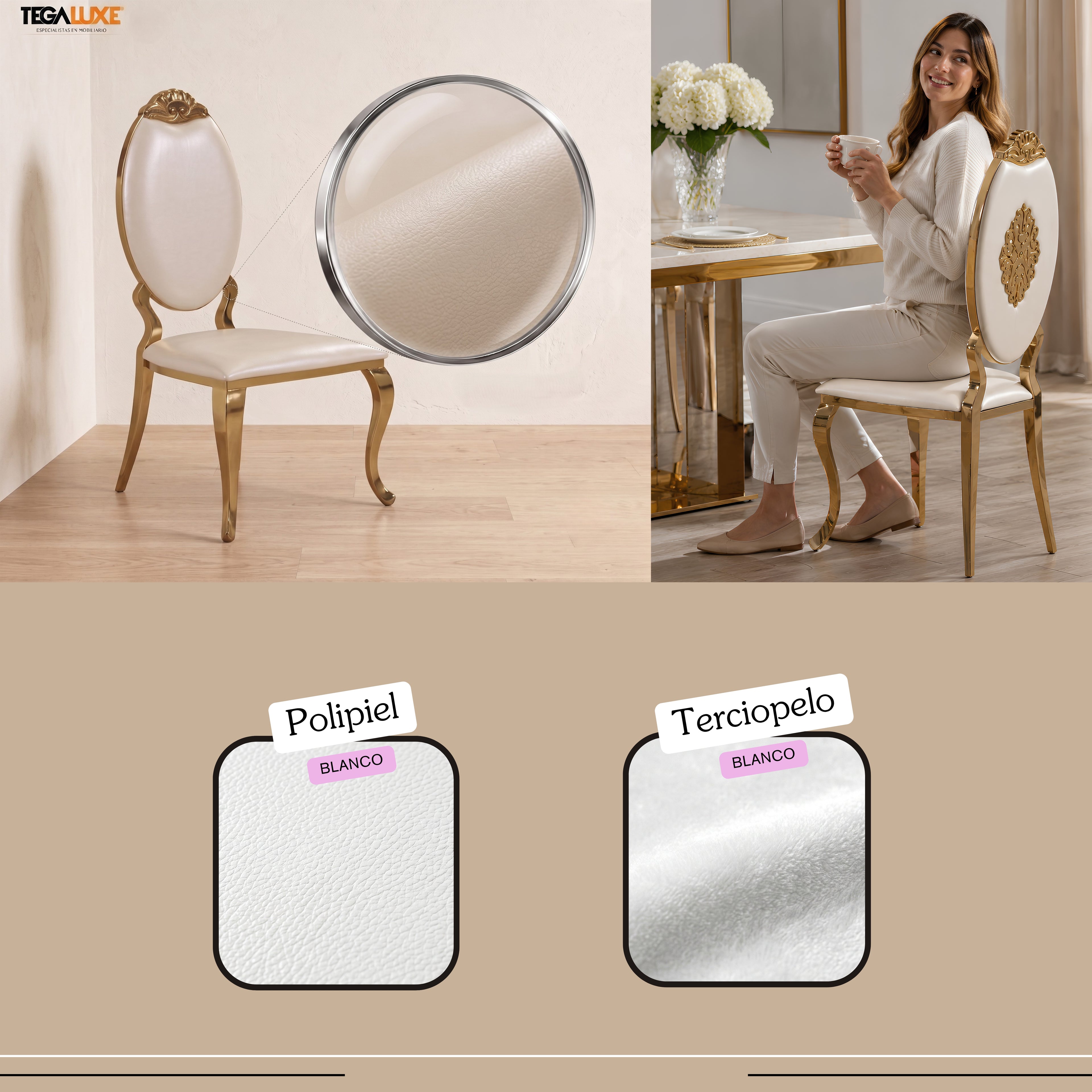 Silla Cataleya | Estructura Acero Oro