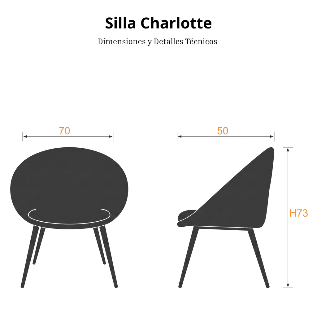 Silla Charlotte Giratoria 360º | Estructura Negra