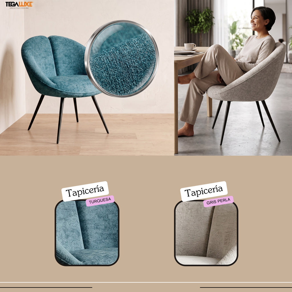 Silla Charlotte Giratoria 360º | Estructura Negra