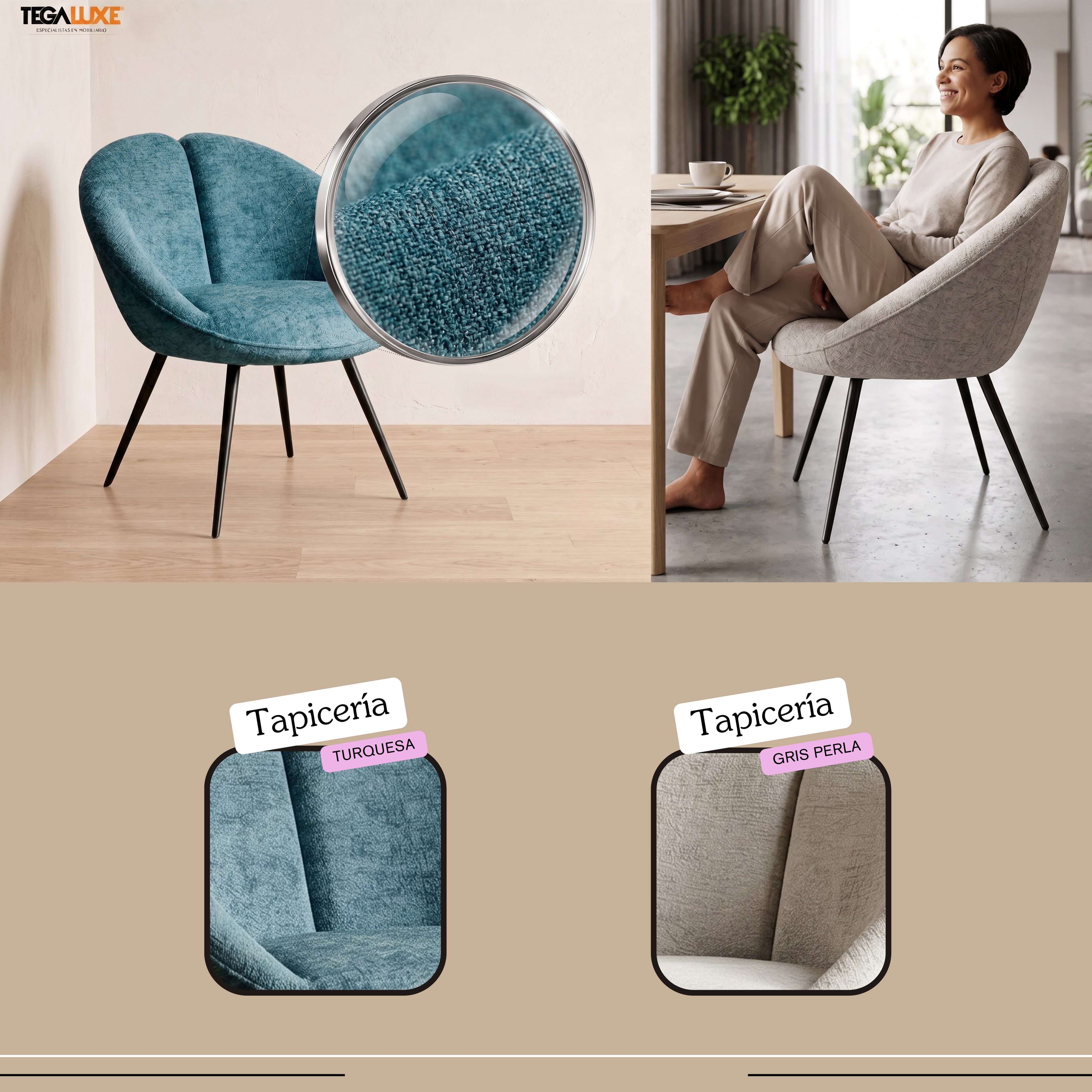 Silla Charlotte Giratoria 360º | Estructura Negra