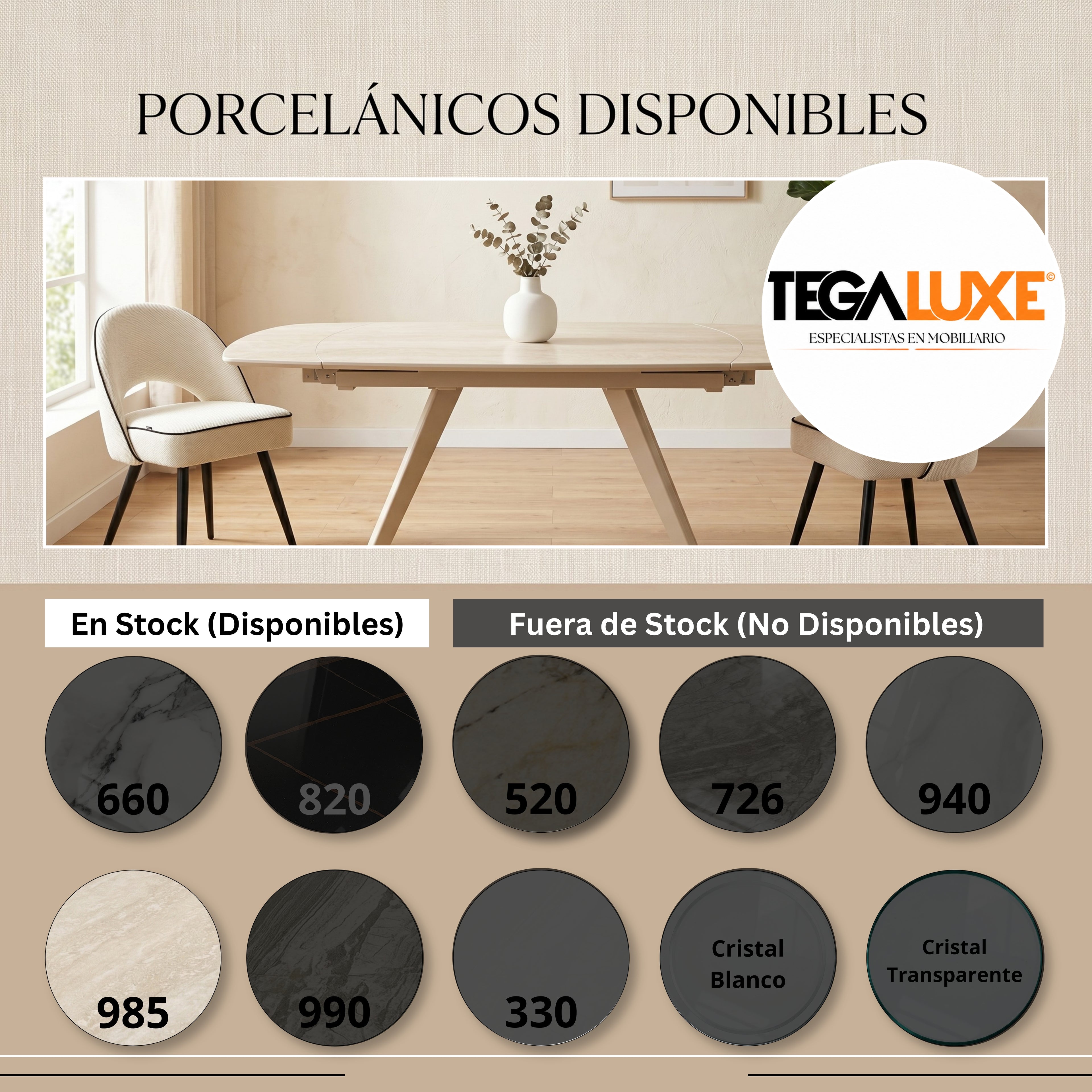 Mesa de Comedor Extensible Coimbra | Estructura Beige