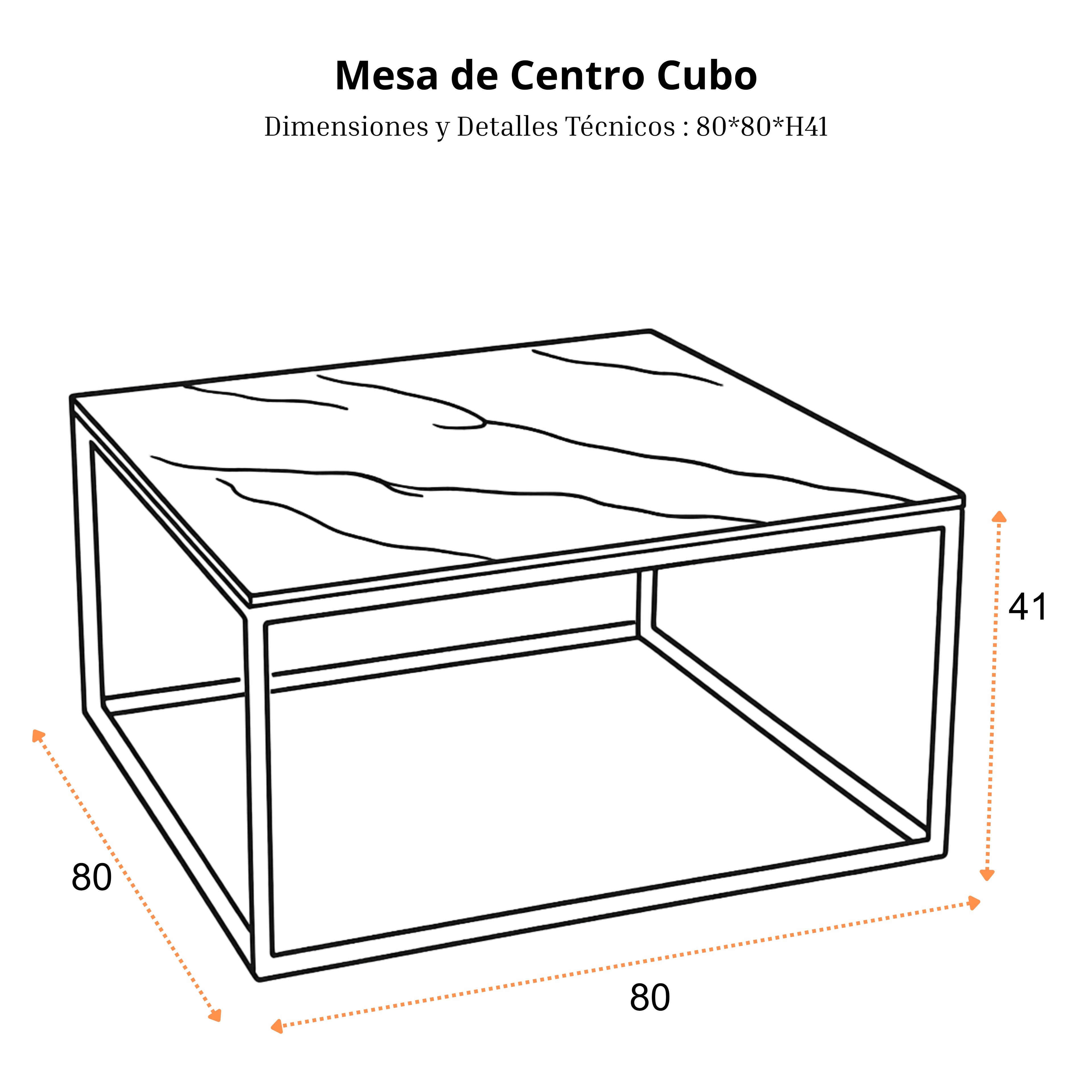 Mesa de Centro Cubo | Estructura Negra