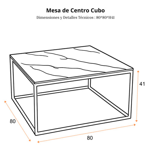 Mesa de Centro Cubo | Estructura Negra