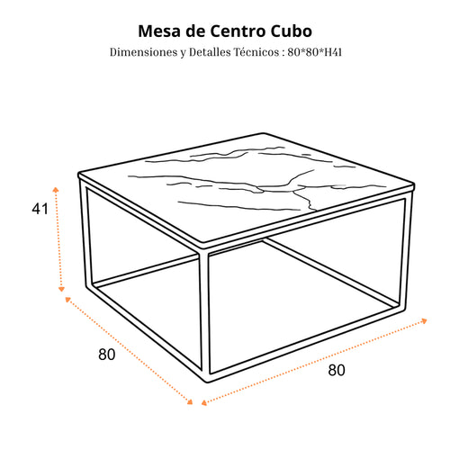 Mesa de Centro Cubo | Estructura Acero Cromo