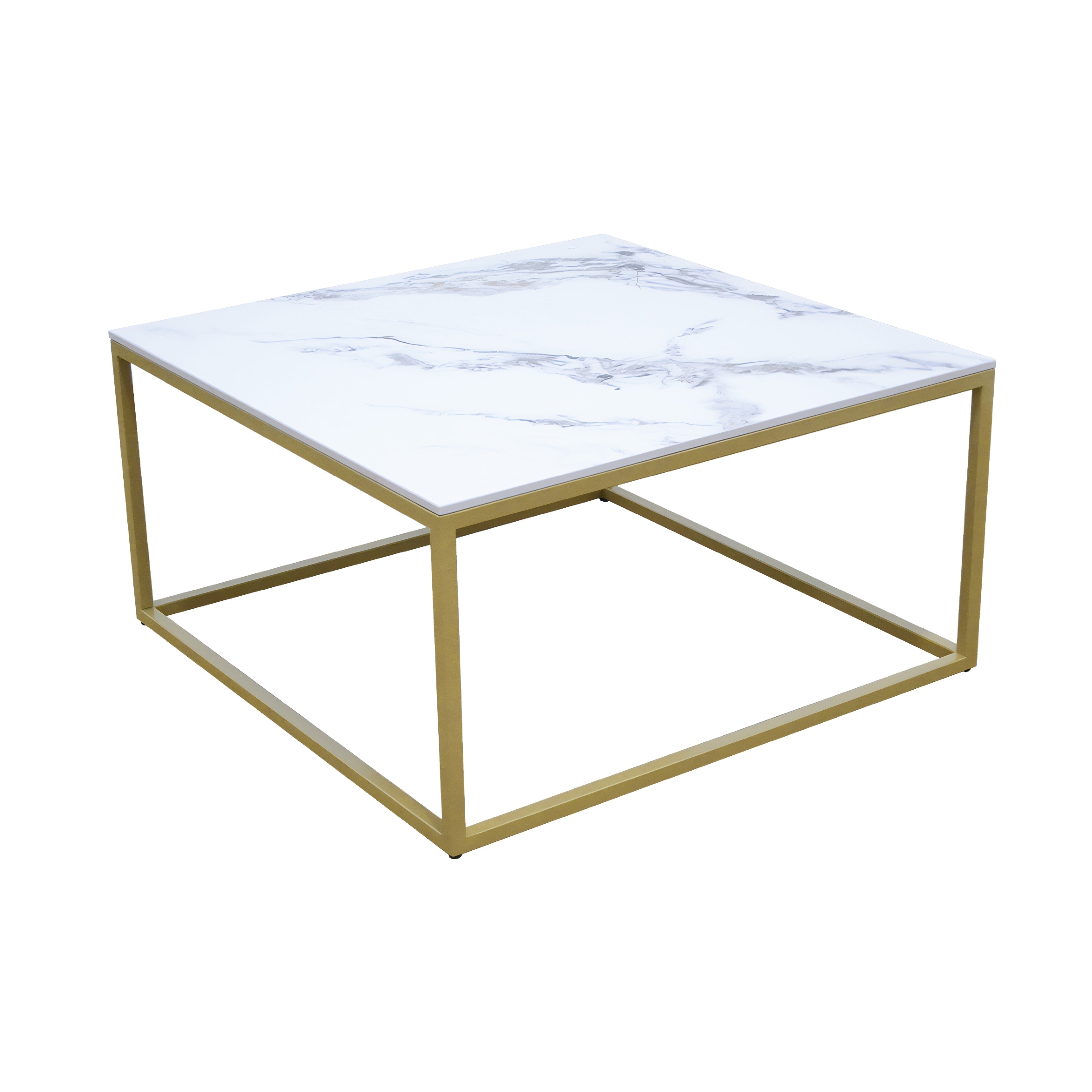 Mesa de Centro Cubo | Estructura Acero Oro