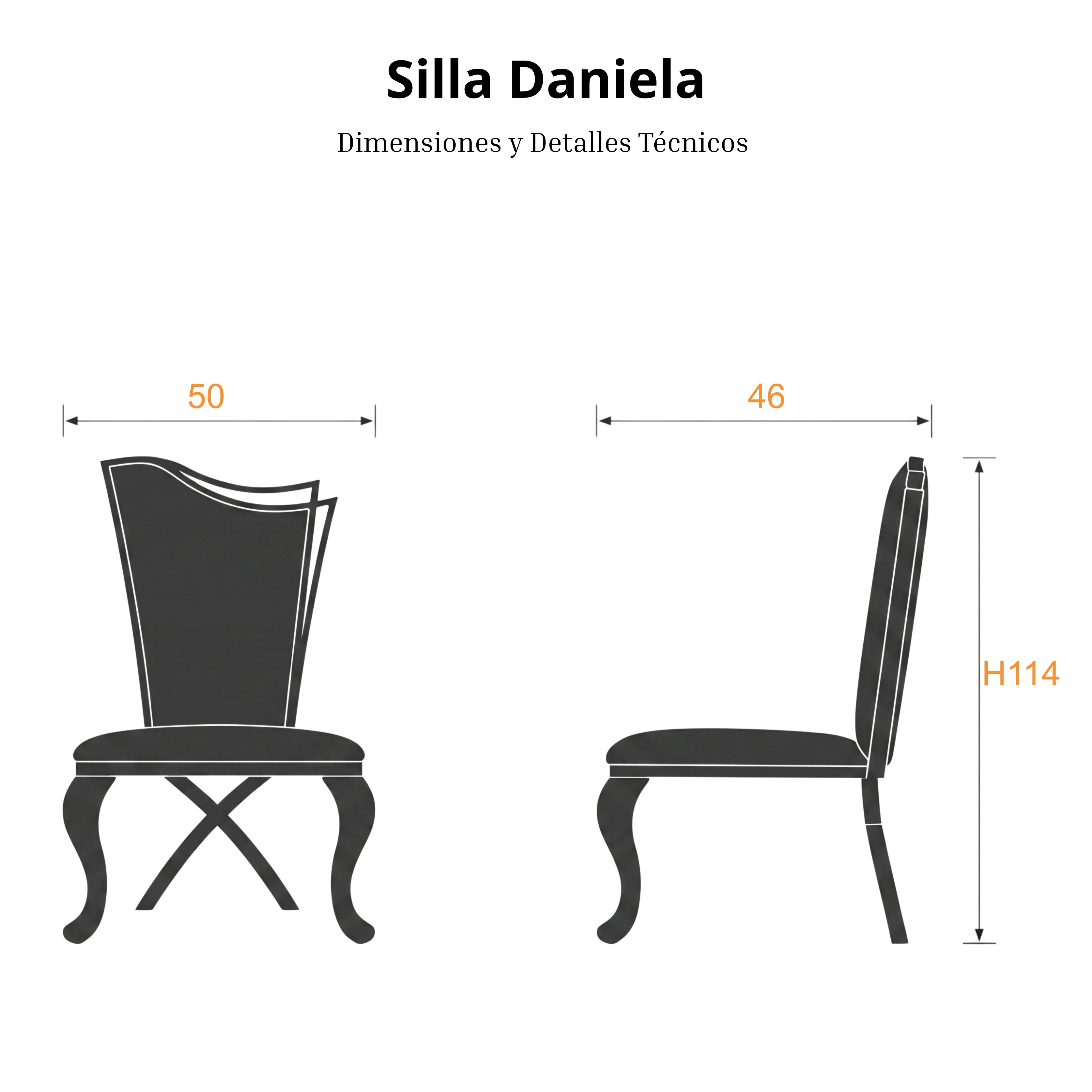 Silla Daniela | Estructura Acero Oro