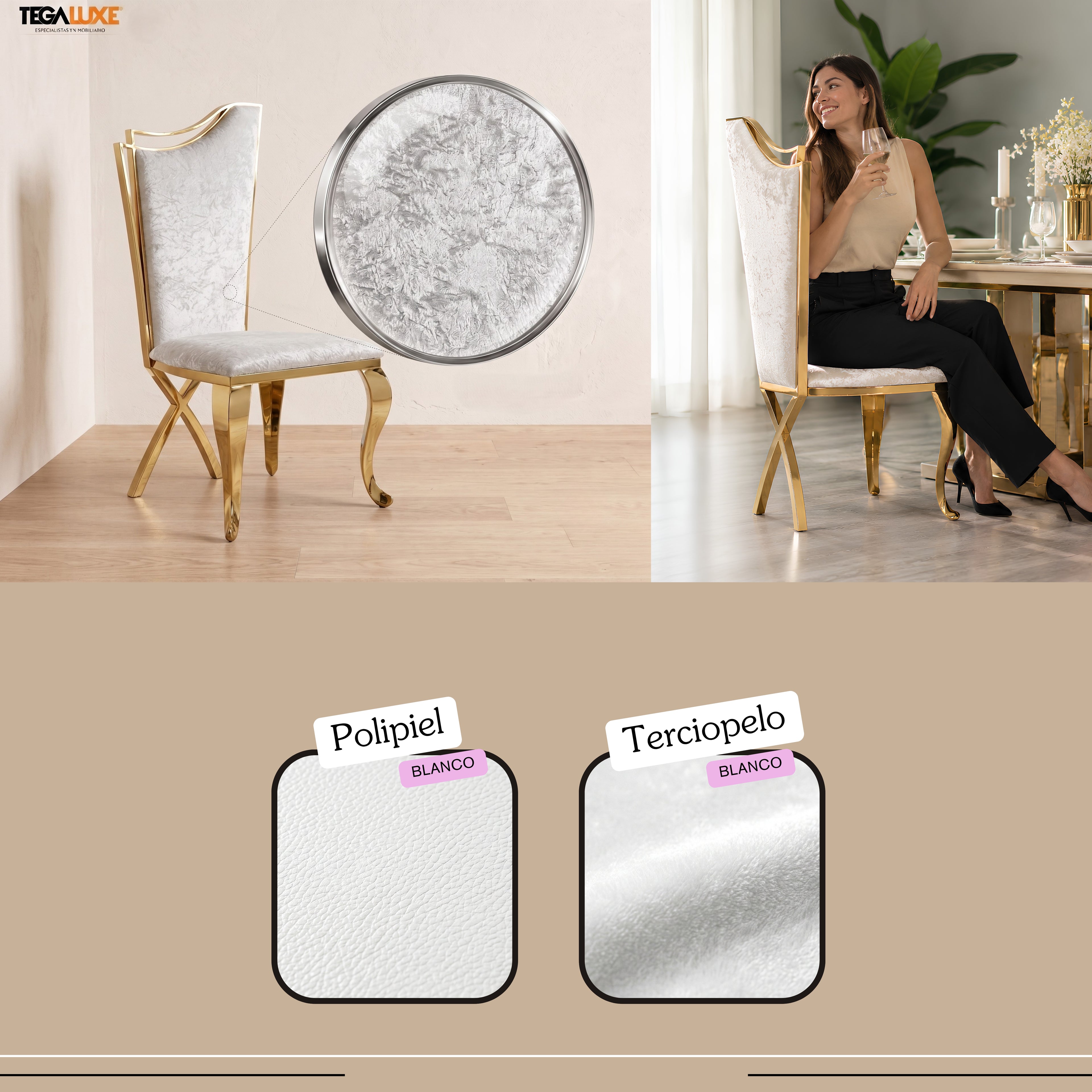 Silla Daniela | Estructura Acero Oro