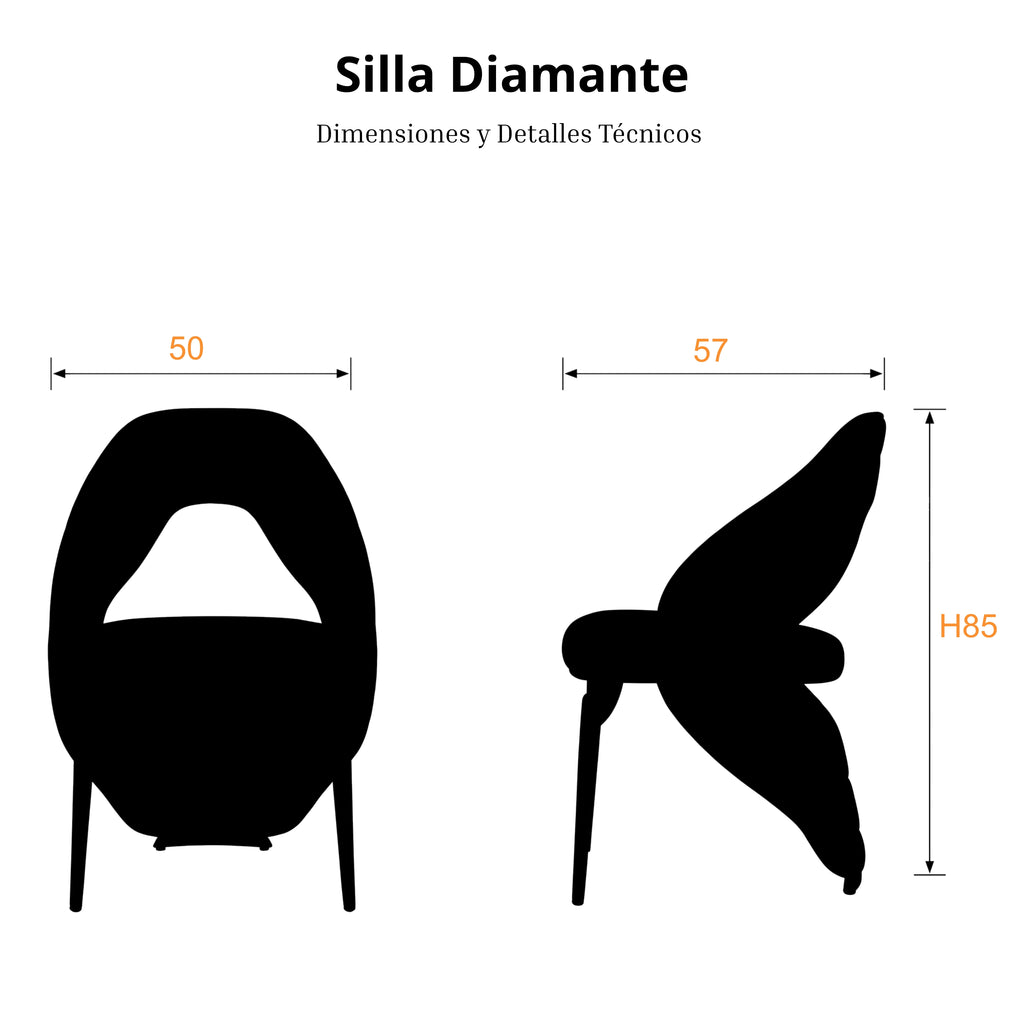 Silla Diamante | Estructura Acero Oro - Cromo