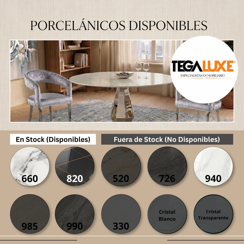 Mesa de Comedor Diamante | Estructura Acero Oro - Cromo