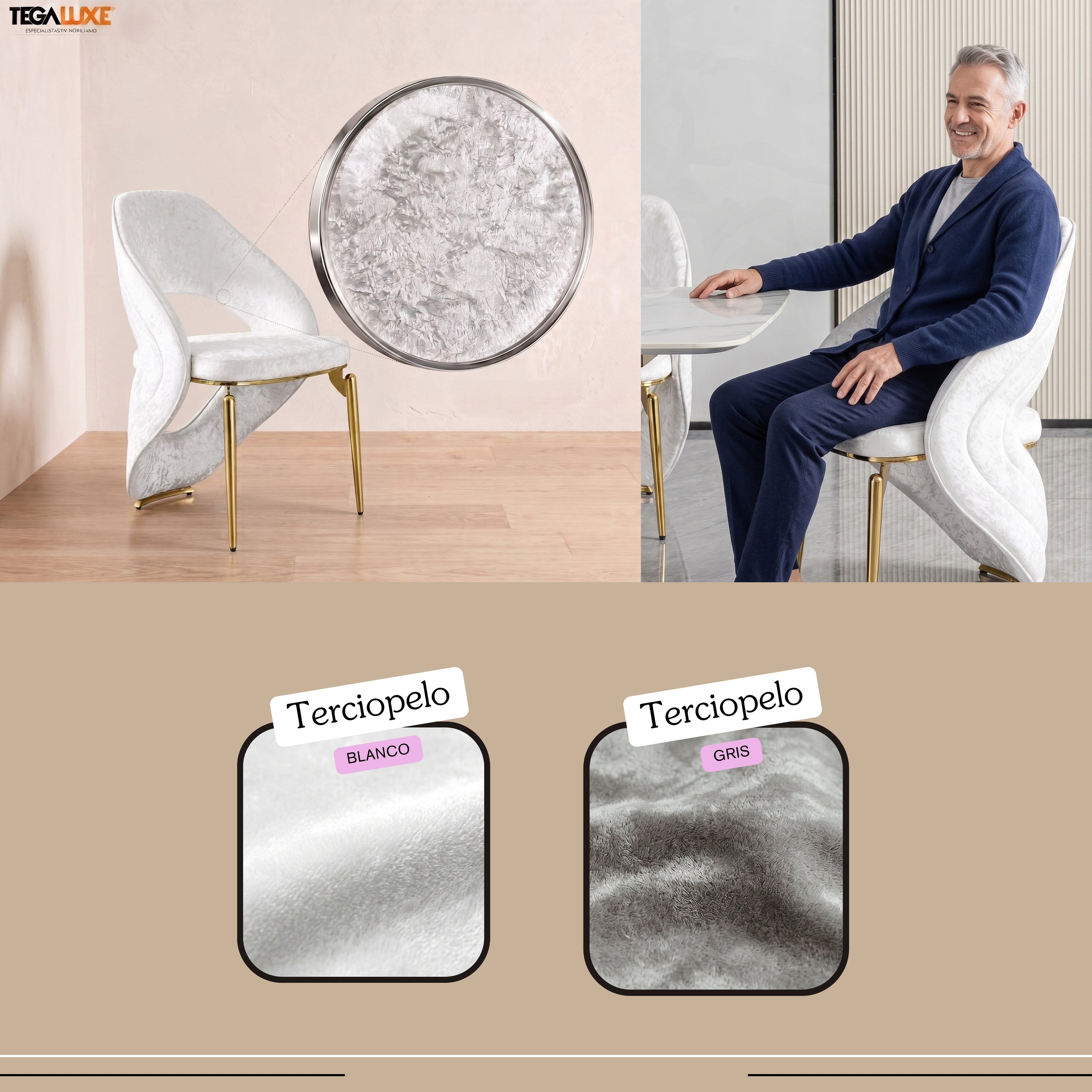 Silla Diamante | Estructura Acero Oro - Cromo