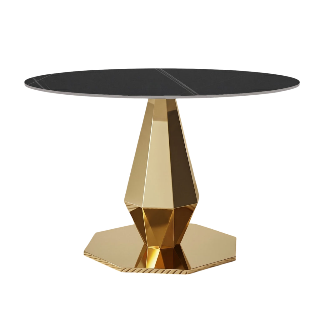Mesa de Comedor Diamante | Estructura Acero Oro - Cromo