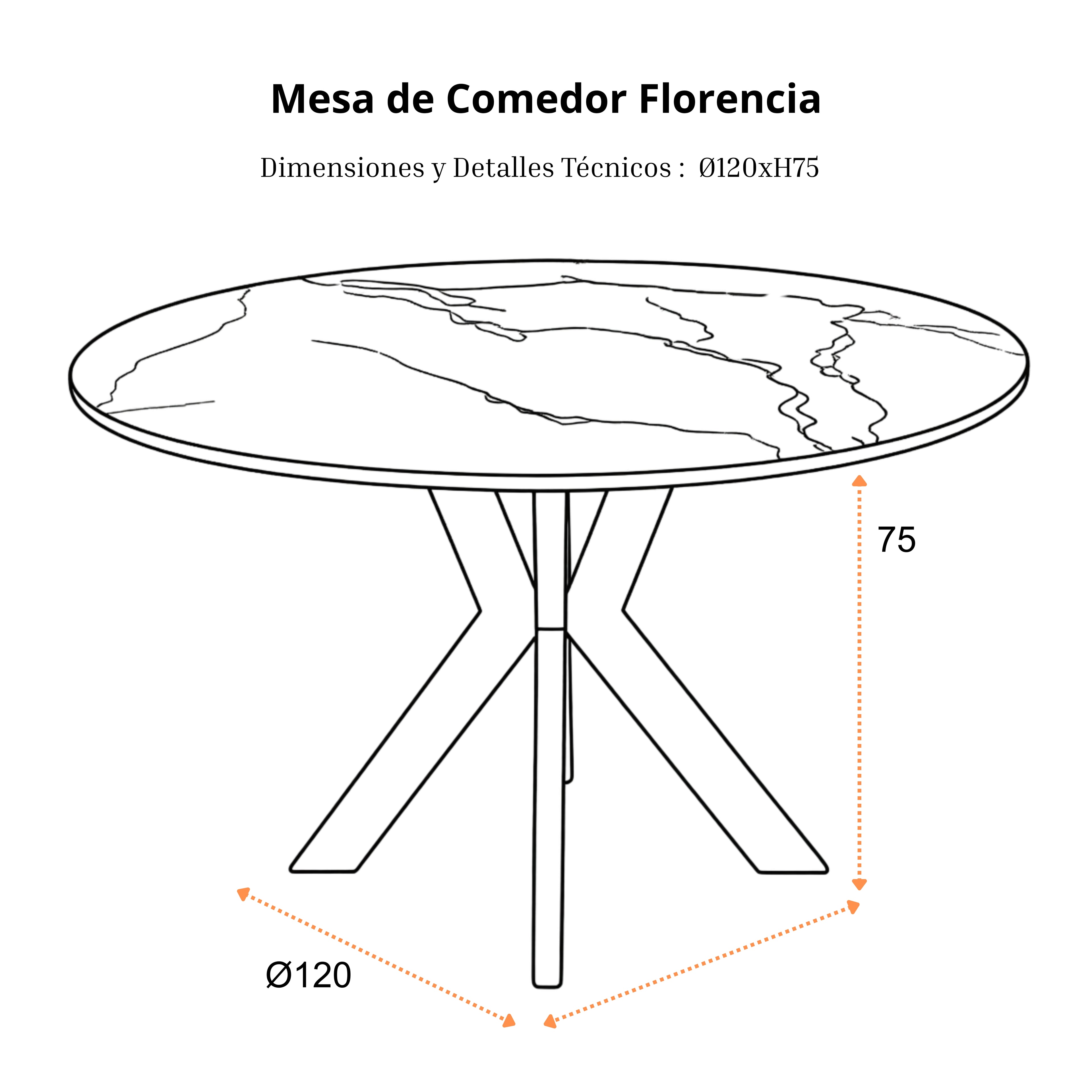Mesa de Comedor Florencia | Estructura Negra - Beige