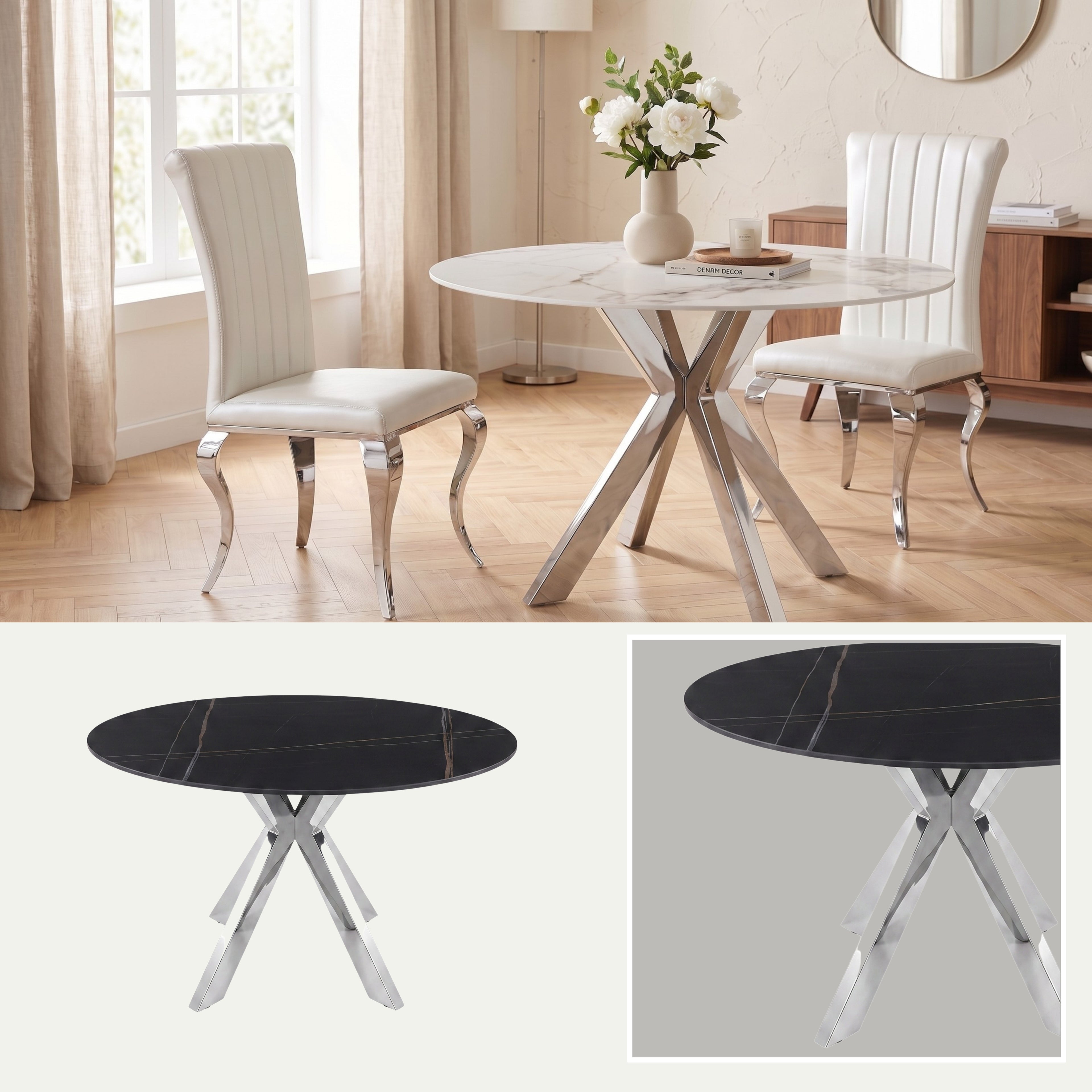 Mesa de Comedor Florencia | Estructura Acero Cromo