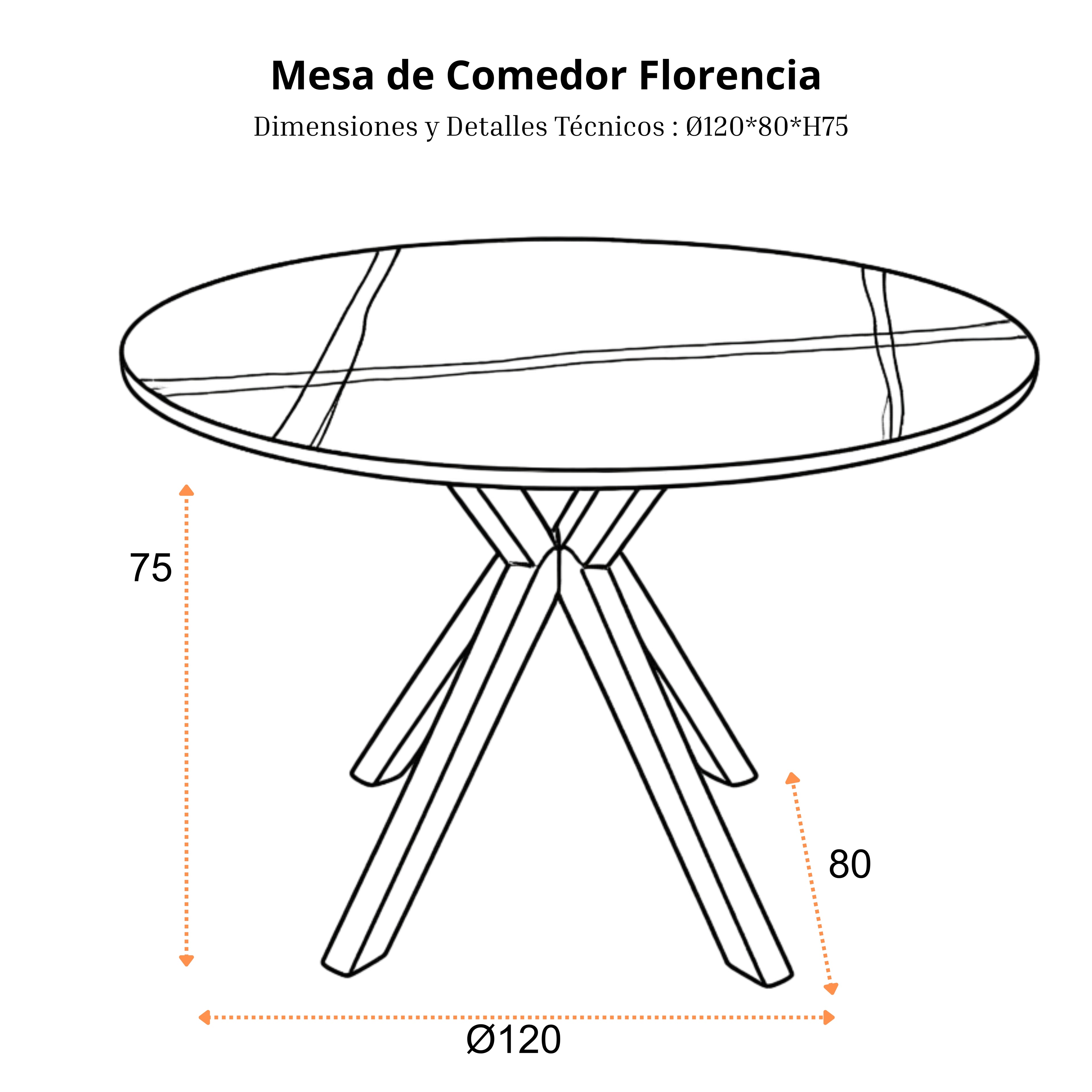 Mesa de Comedor Florencia | Estructura Acero Cromo