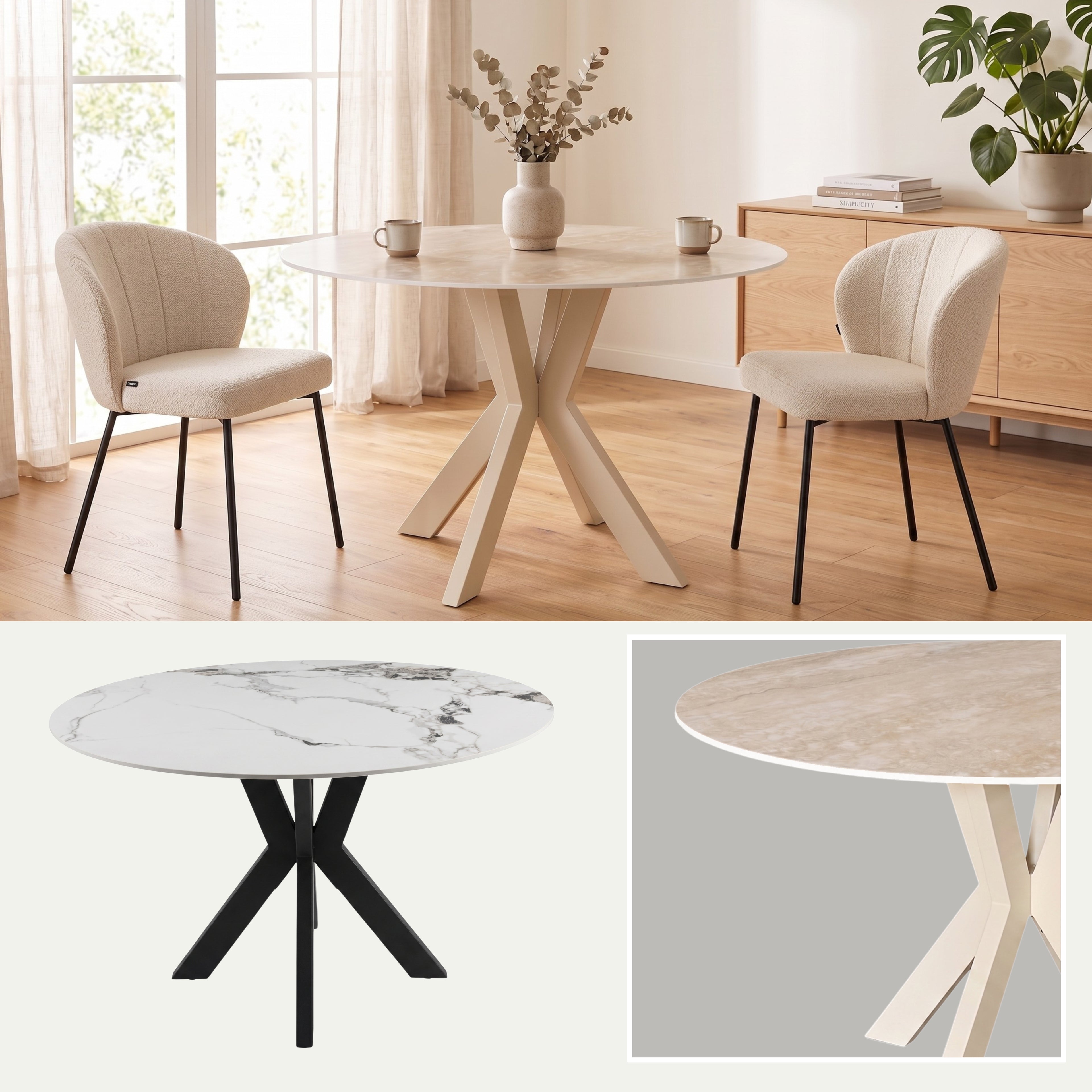 Mesa de Comedor Florencia | Estructura Negra - Beige