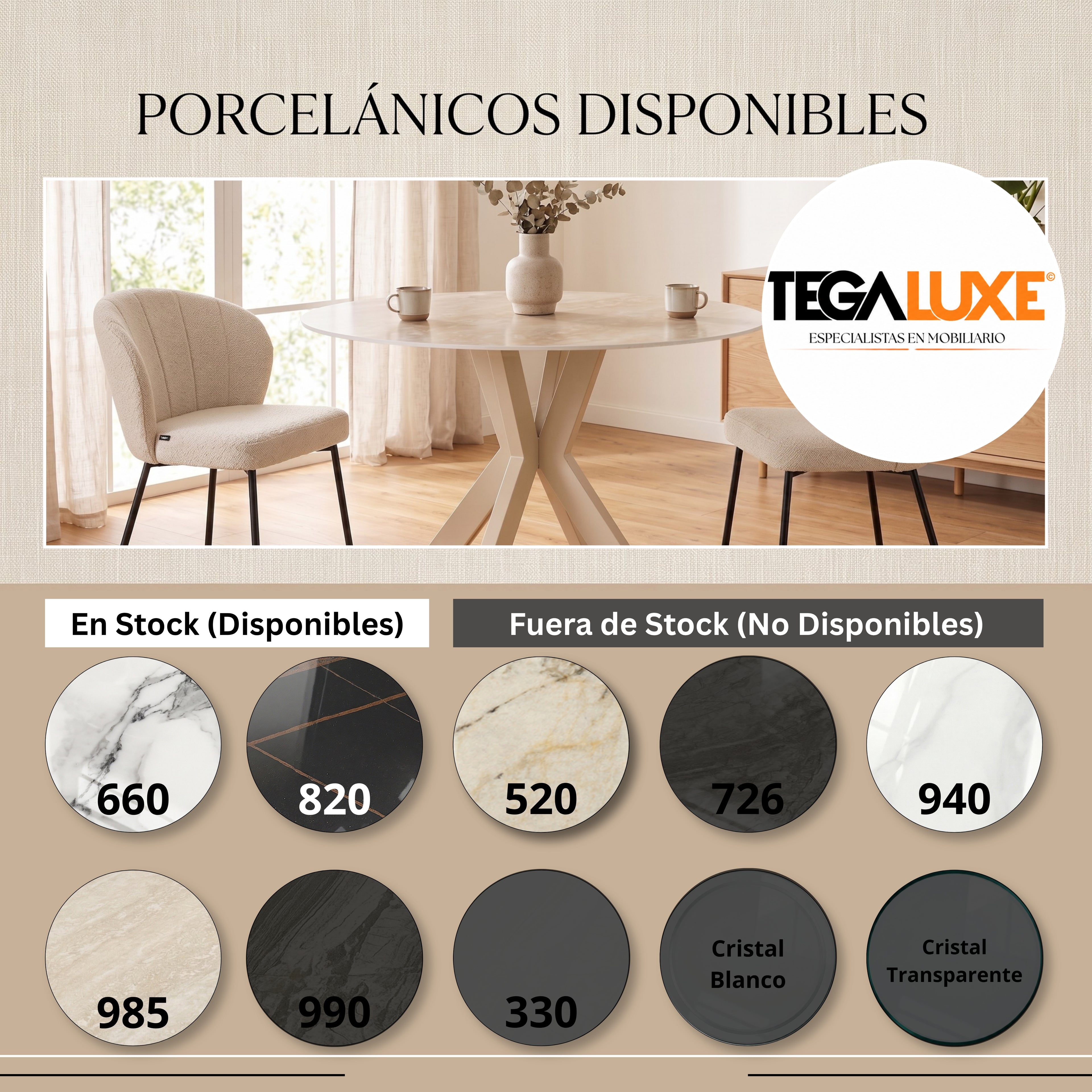Mesa de Comedor Florencia | Estructura Negra - Beige