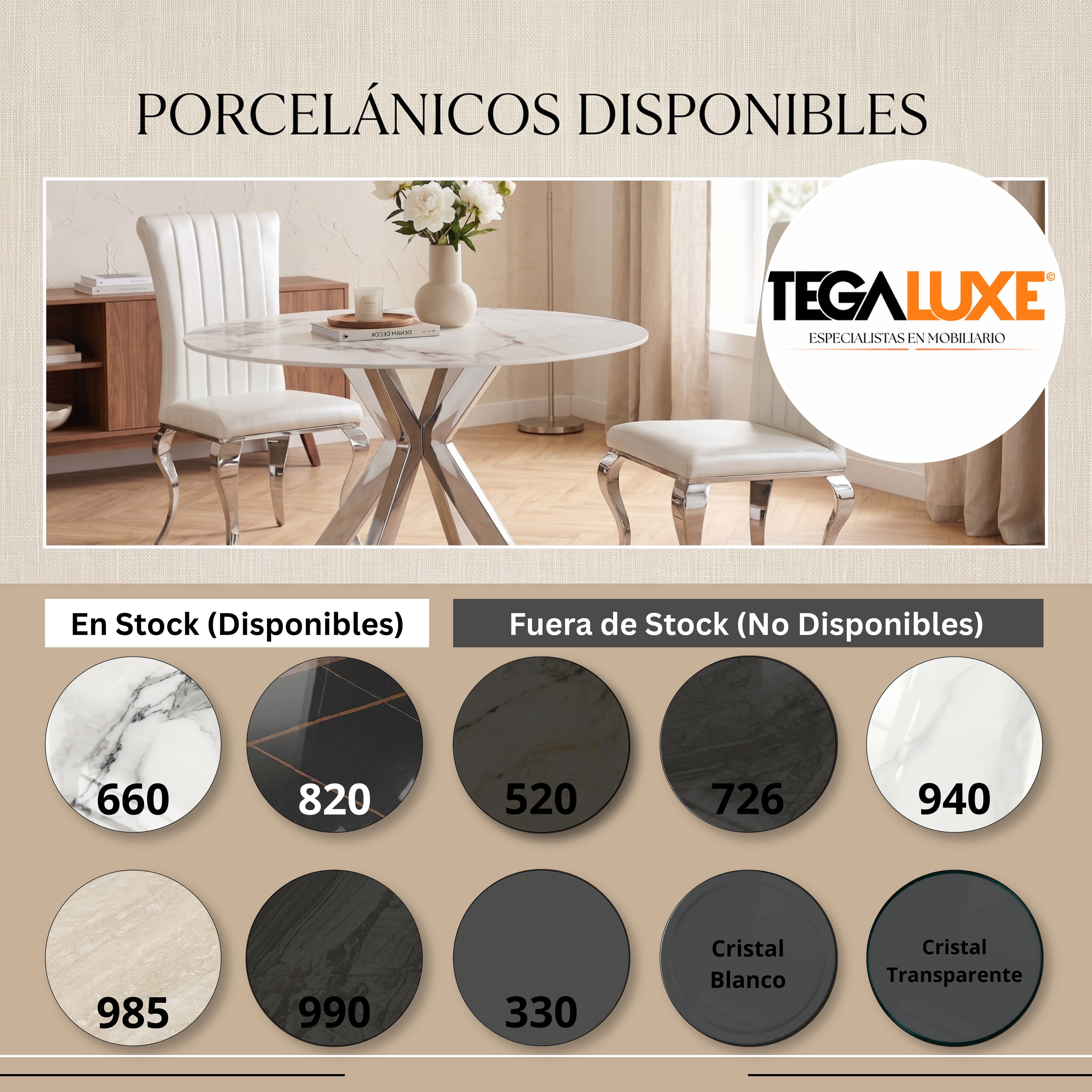 Mesa de Comedor Florencia | Estructura Acero Cromo