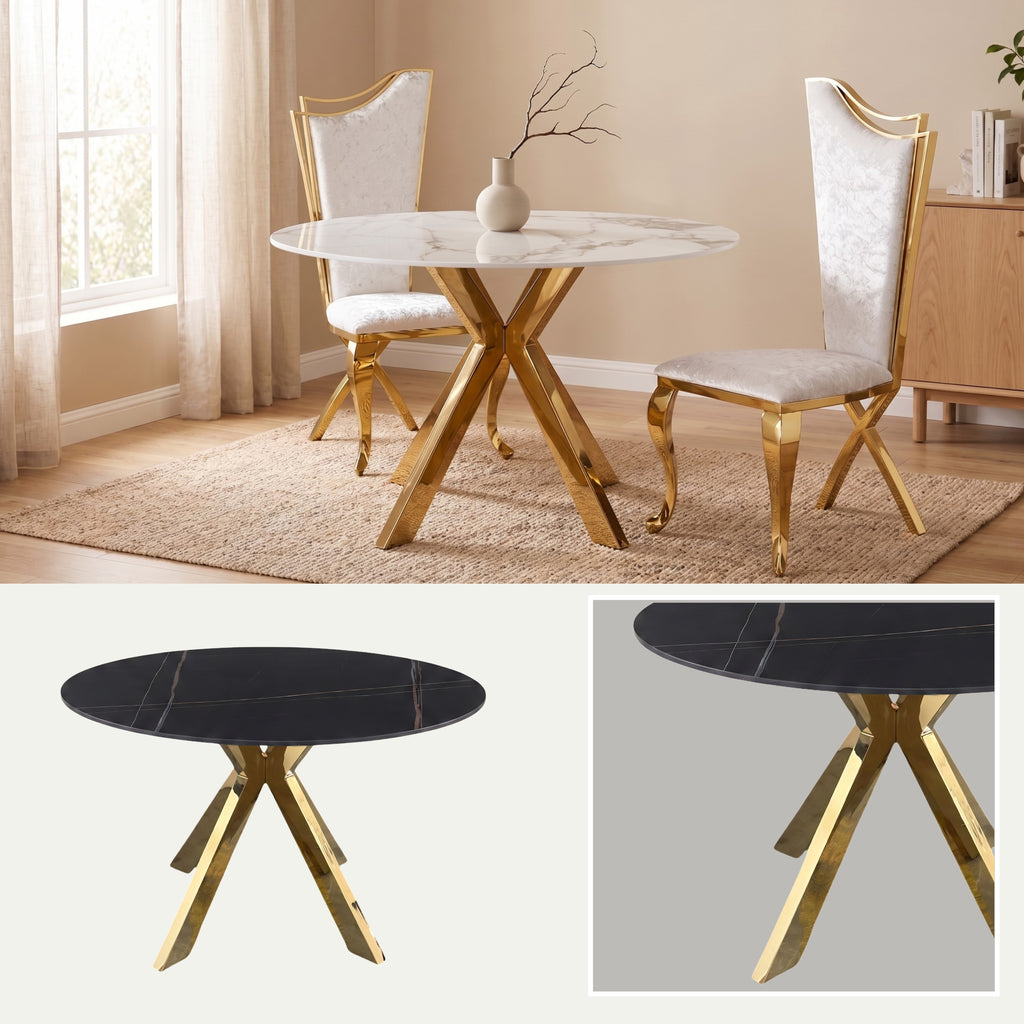 Mesa de Comedor Florencia | Estructura Acero Oro