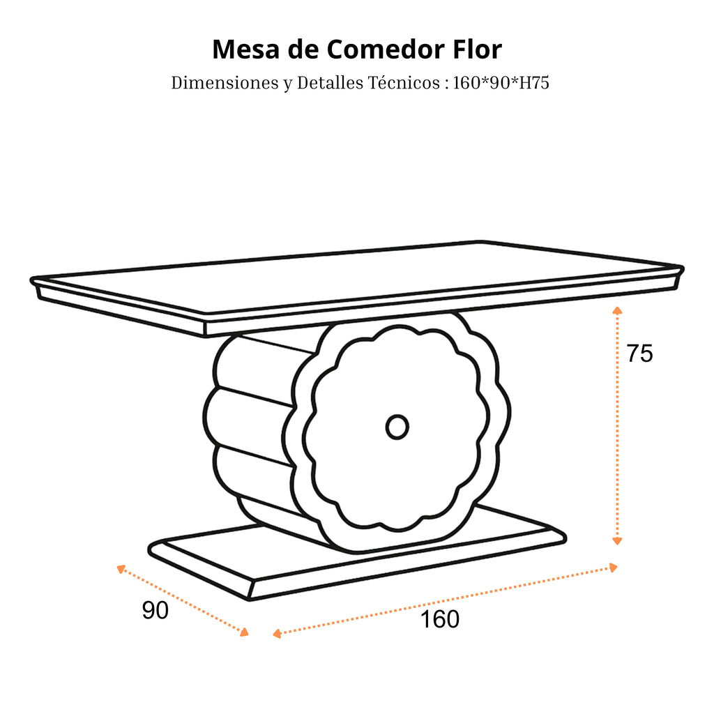 Mesa de Comedor Flor | Estructura Acero Cromo